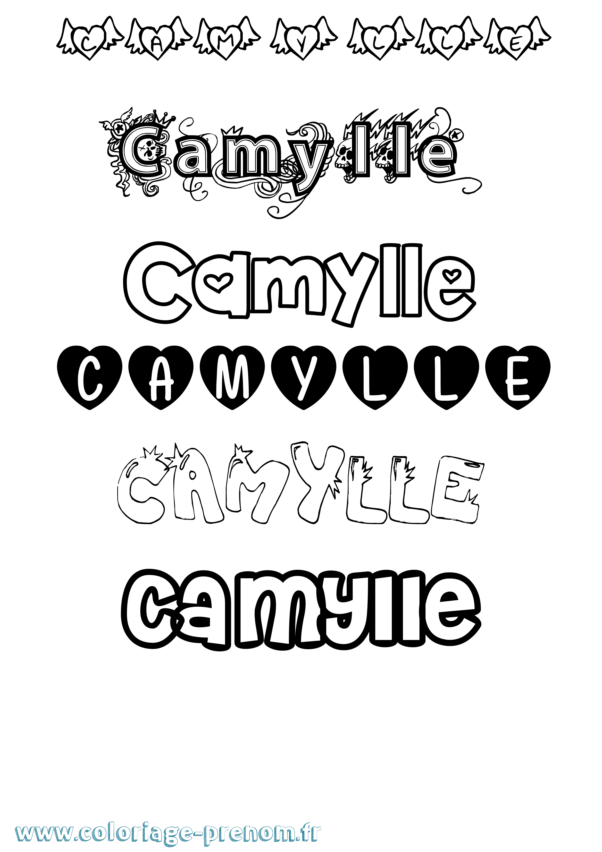 Coloriage Camylle Girly Coloriage prénom Camylle Girly