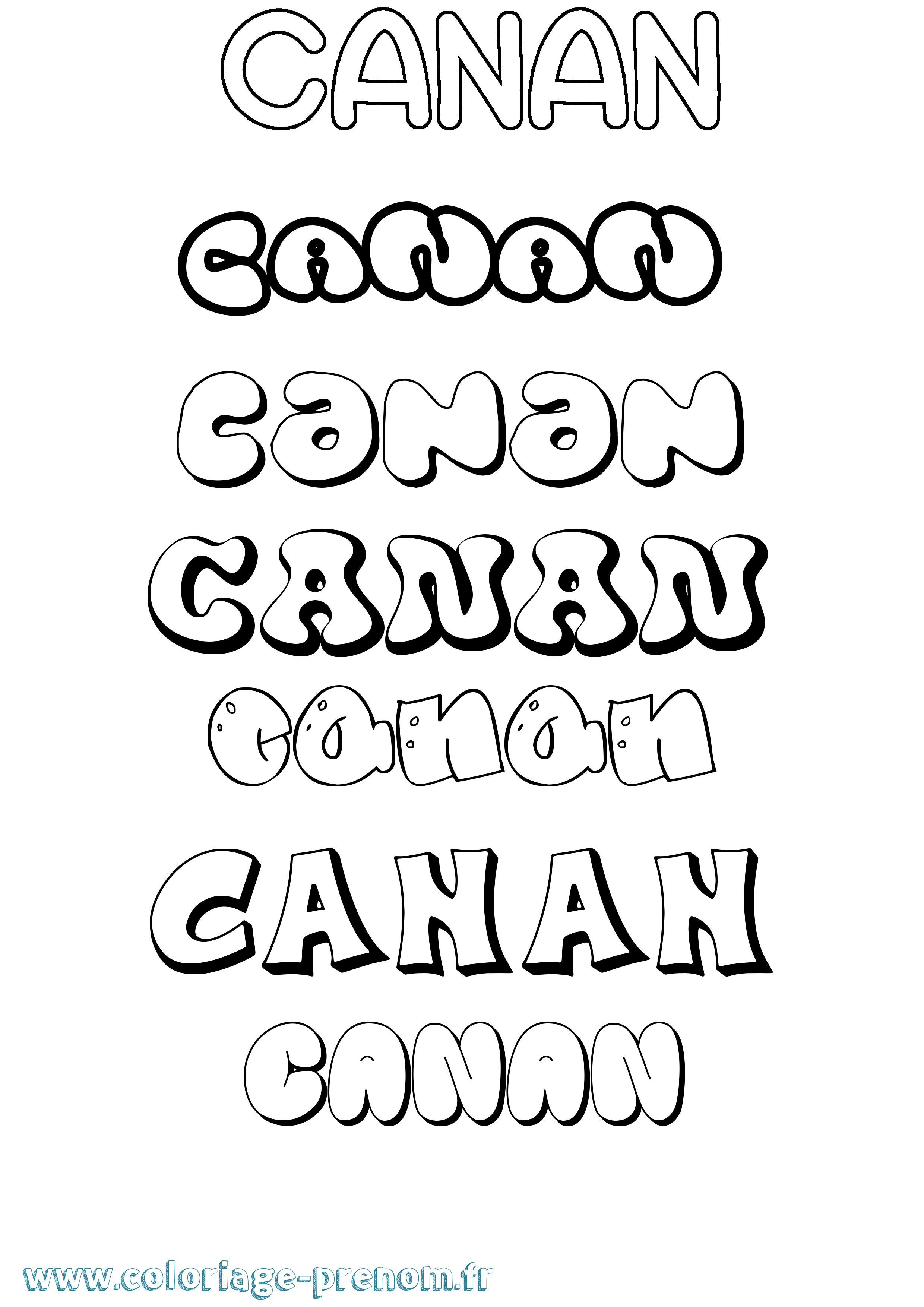 Coloriage prénom Canan Bubble