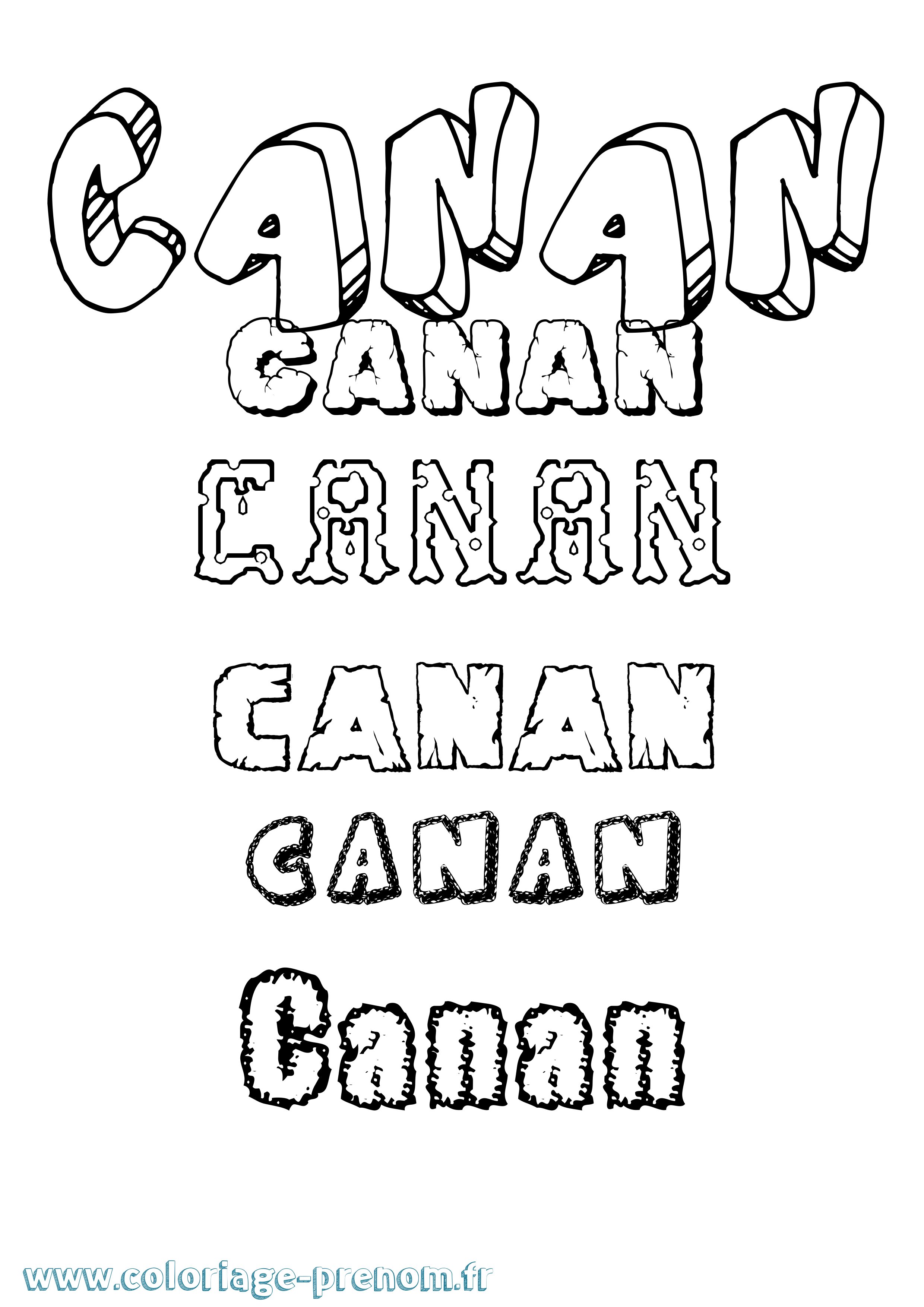 Coloriage prénom Canan Destructuré