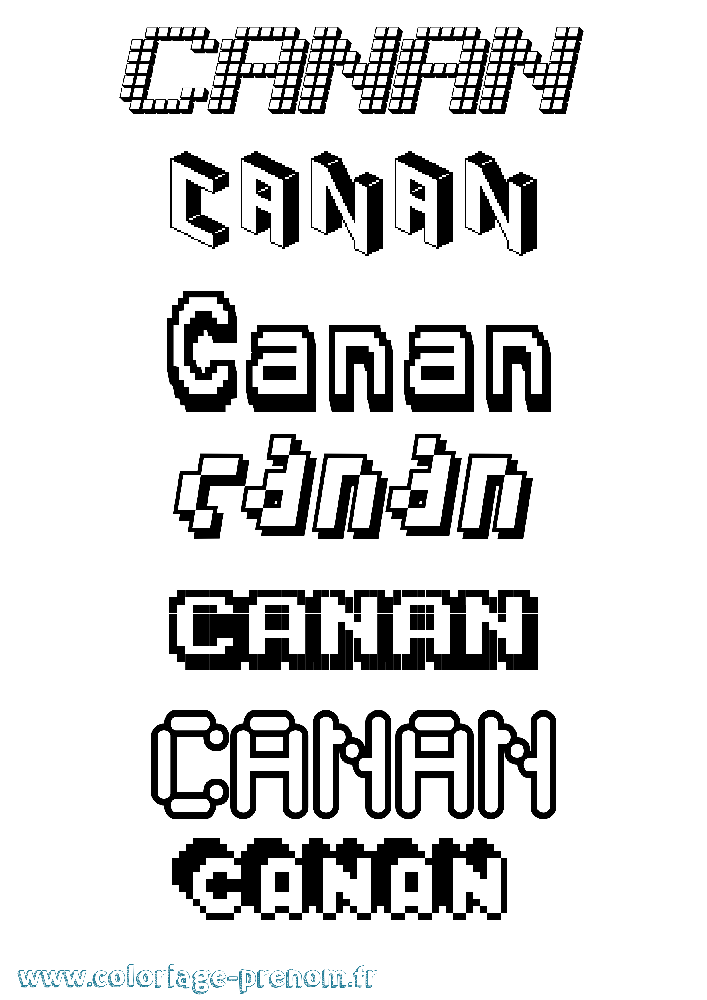 Coloriage prénom Canan Pixel