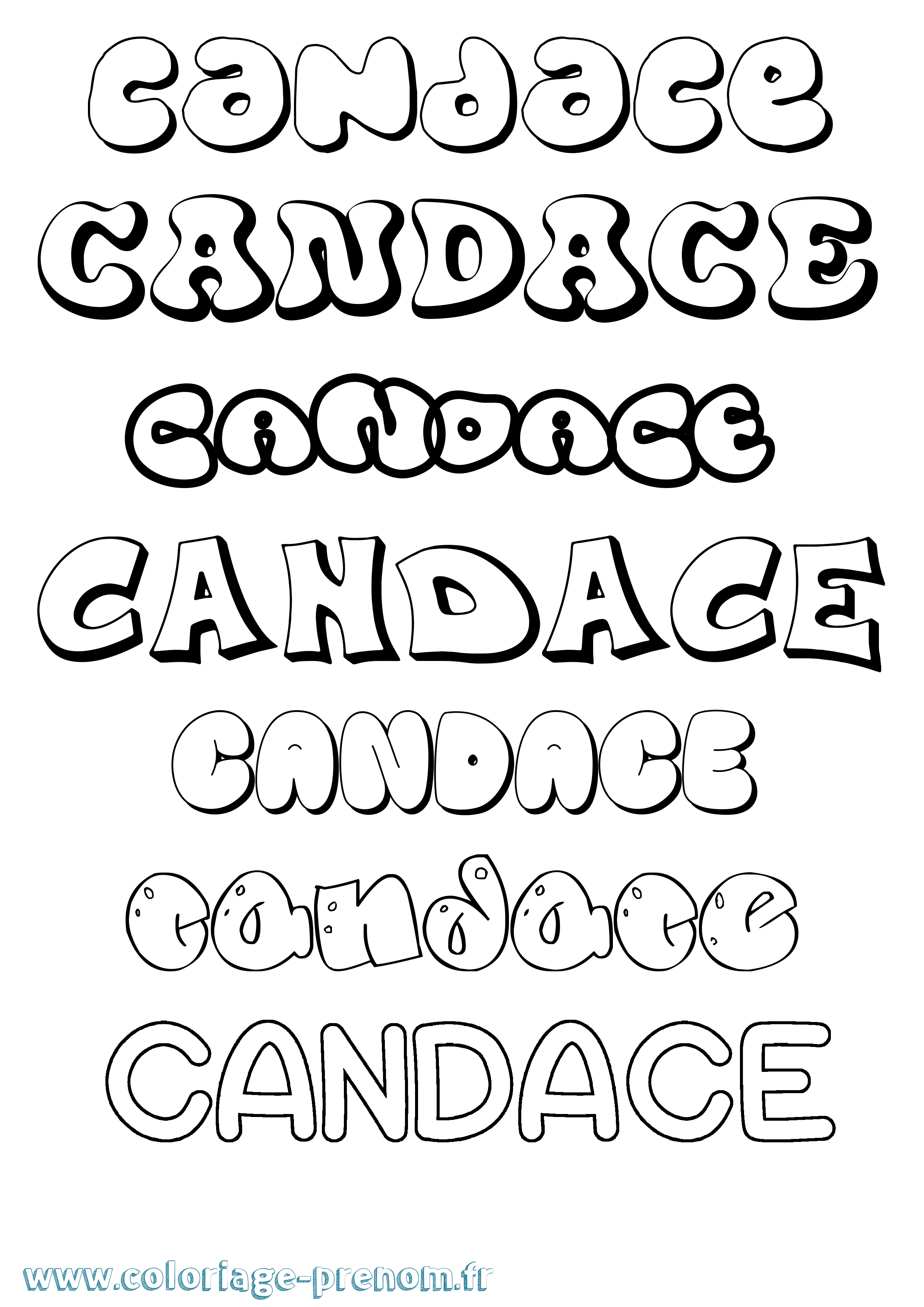 Coloriage Candace Bubble Coloriage prénom Candace Bubble
