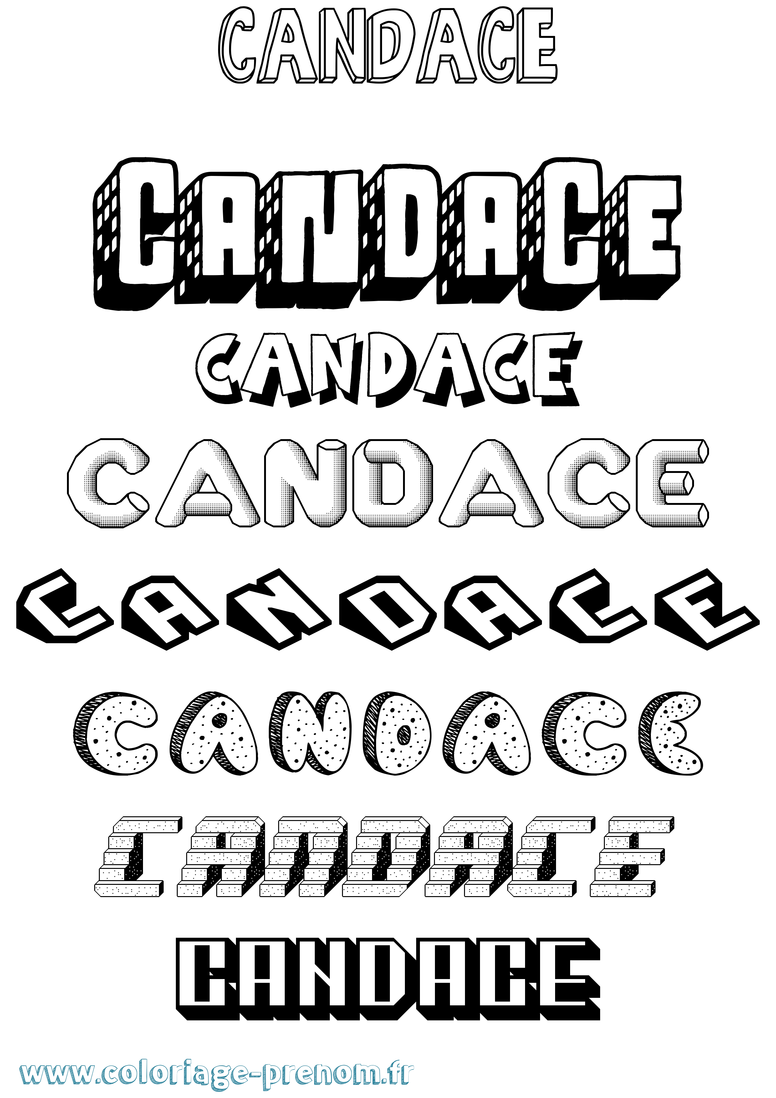 Coloriage Candace Effet 3D Coloriage prénom Candace Effet 3D