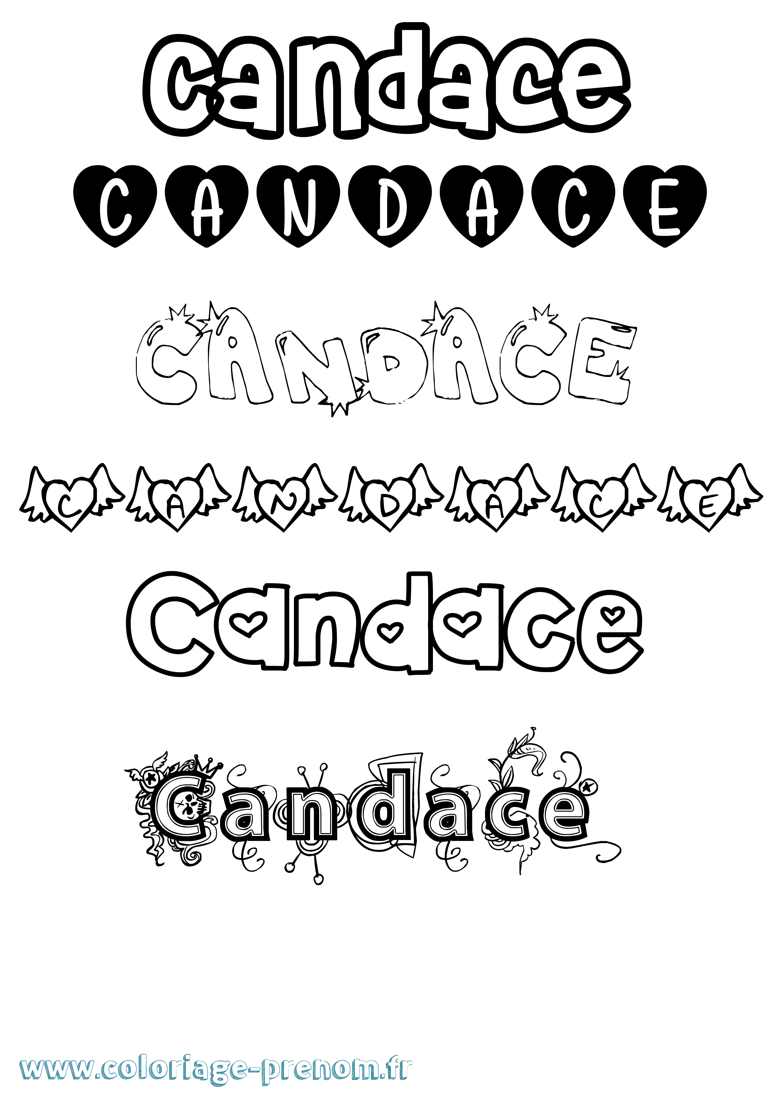 Coloriage Candace Girly Coloriage prénom Candace Girly