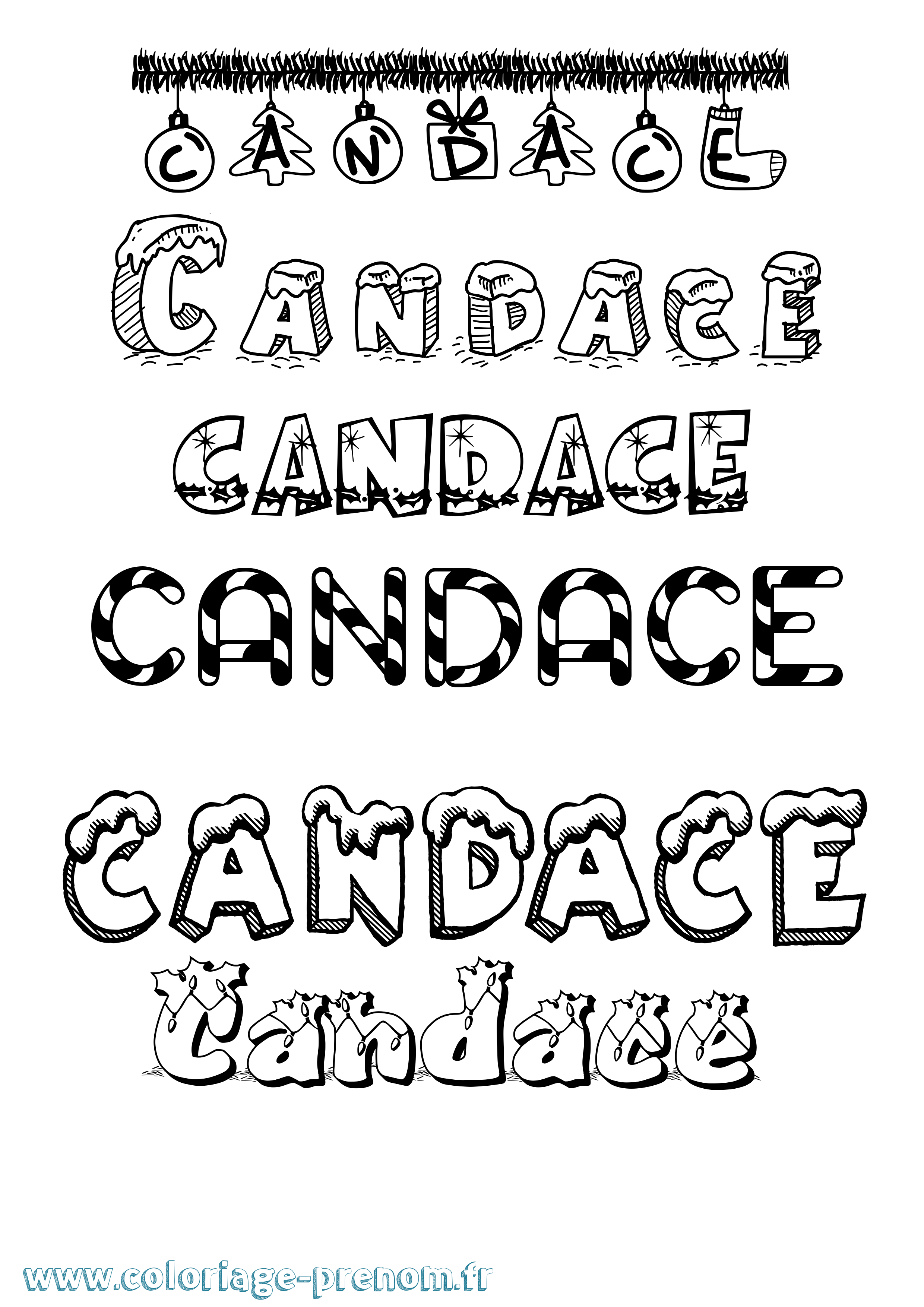 Coloriage Candace Noël Coloriage prénom Candace Noël