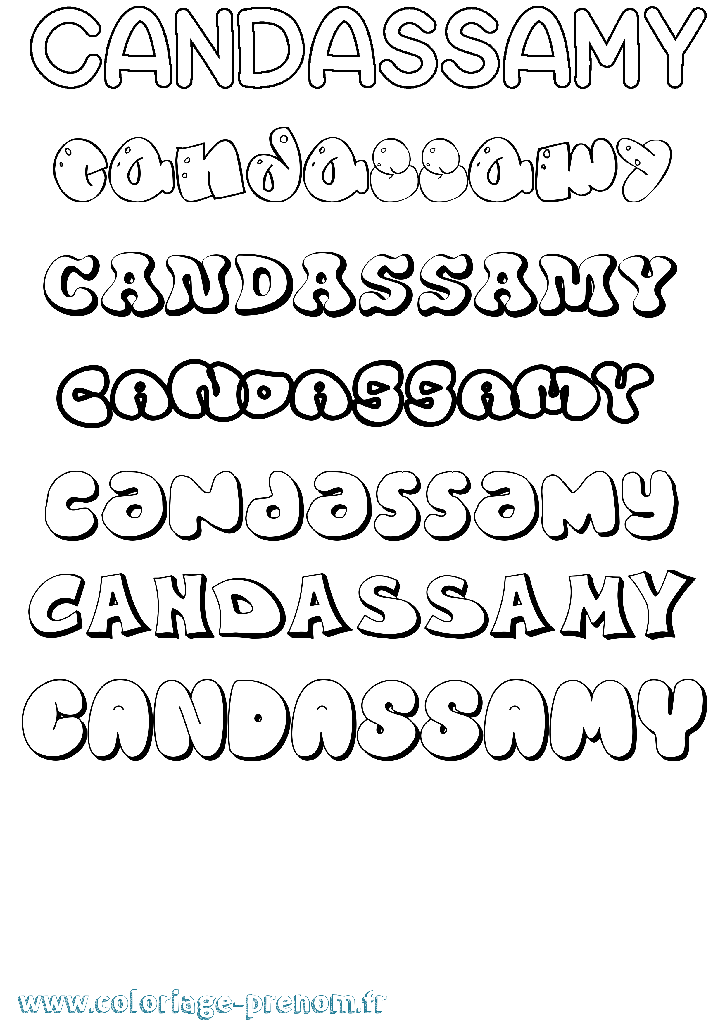 Coloriage Candassamy Bubble Coloriage prénom Candassamy Bubble