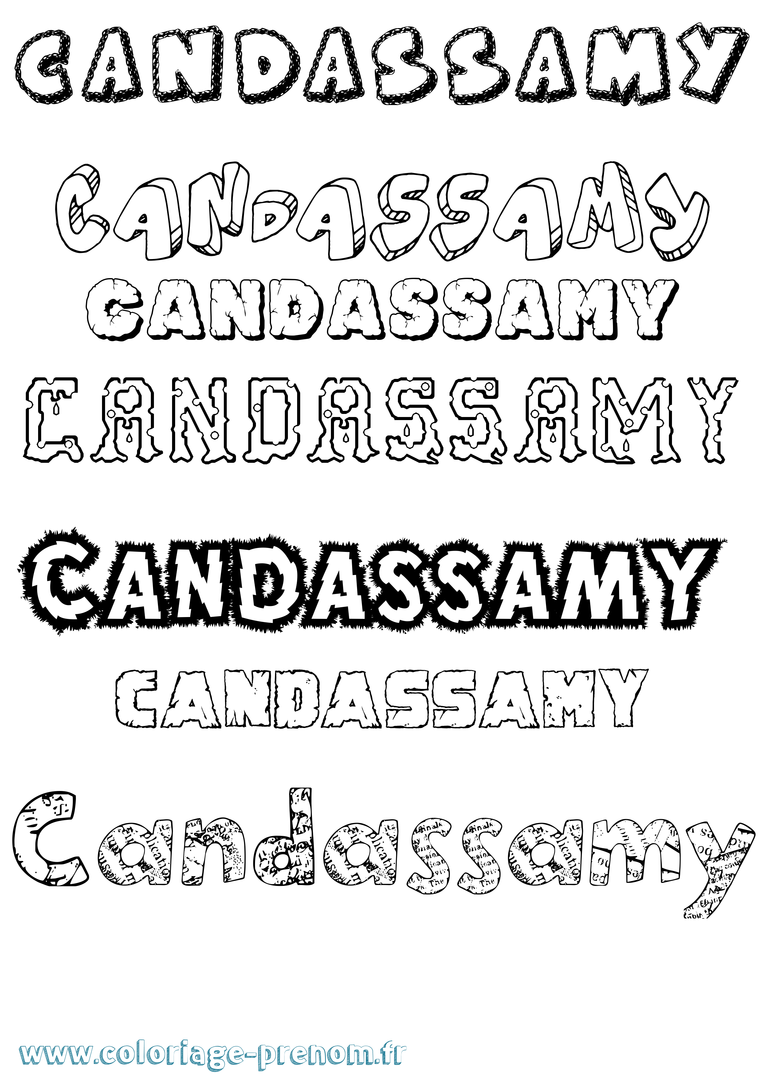 Coloriage Candassamy Destructuré Coloriage prénom Candassamy Destructuré