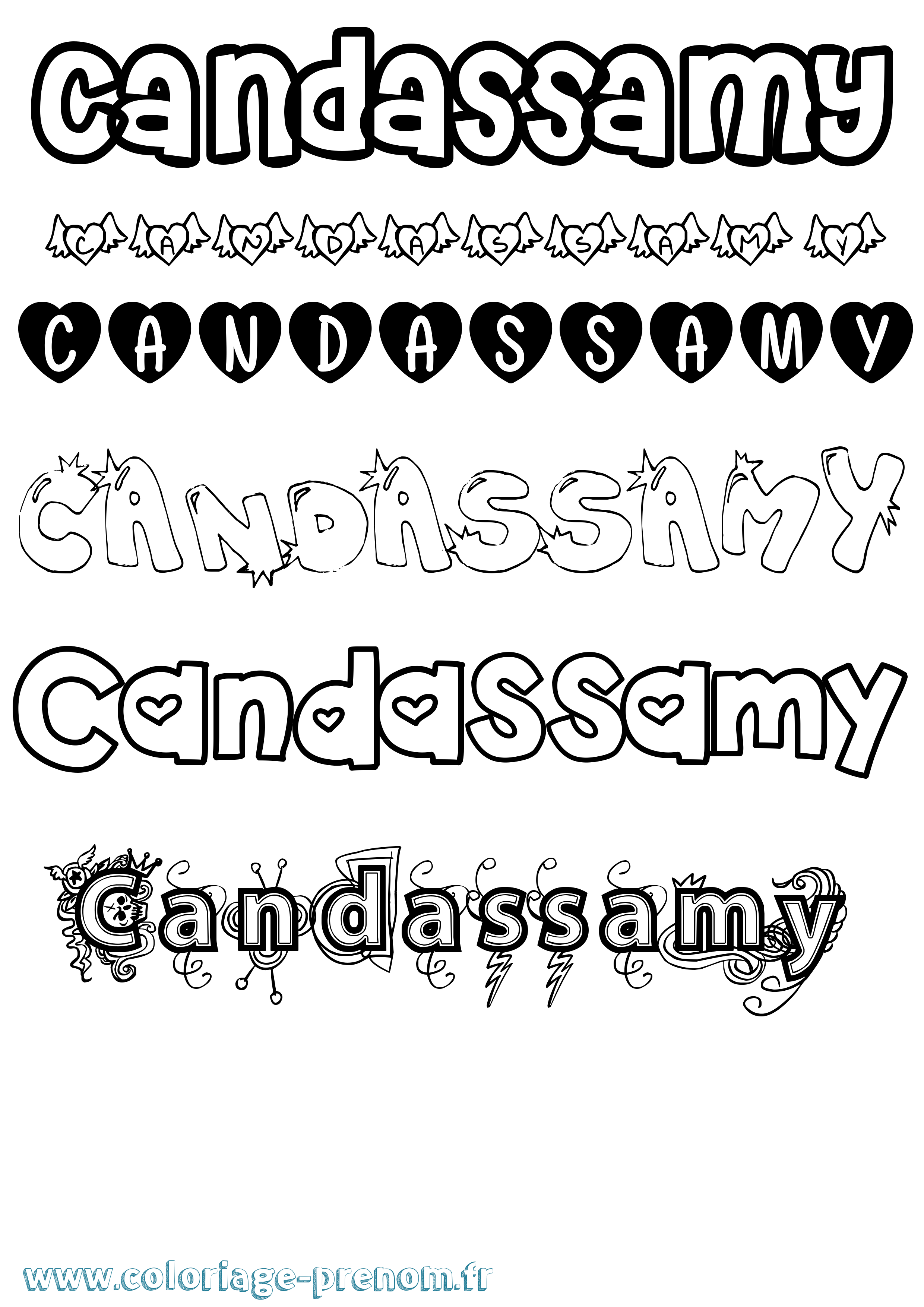 Coloriage Candassamy Girly Coloriage prénom Candassamy Girly