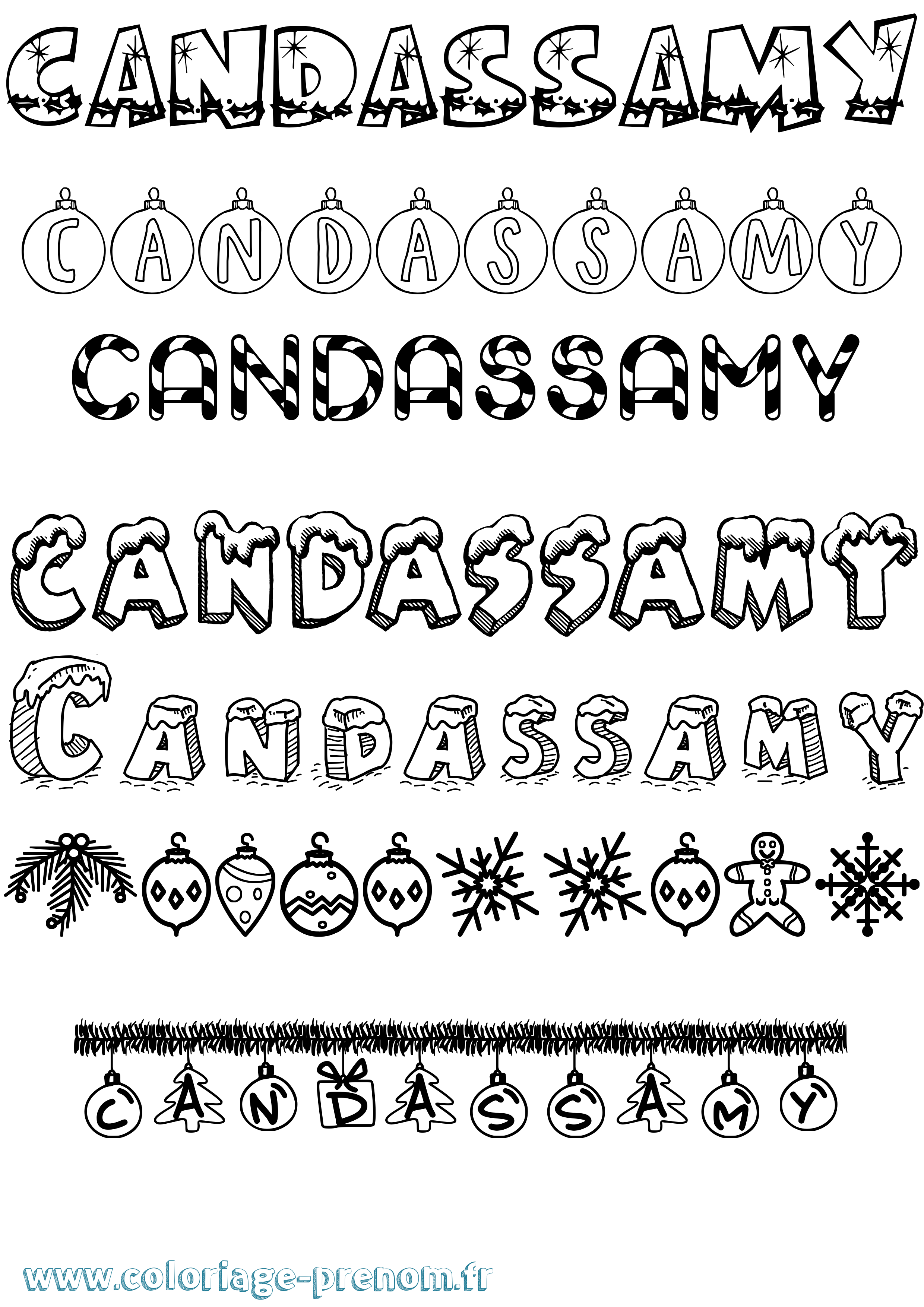 Coloriage Candassamy Noël Coloriage prénom Candassamy Noël