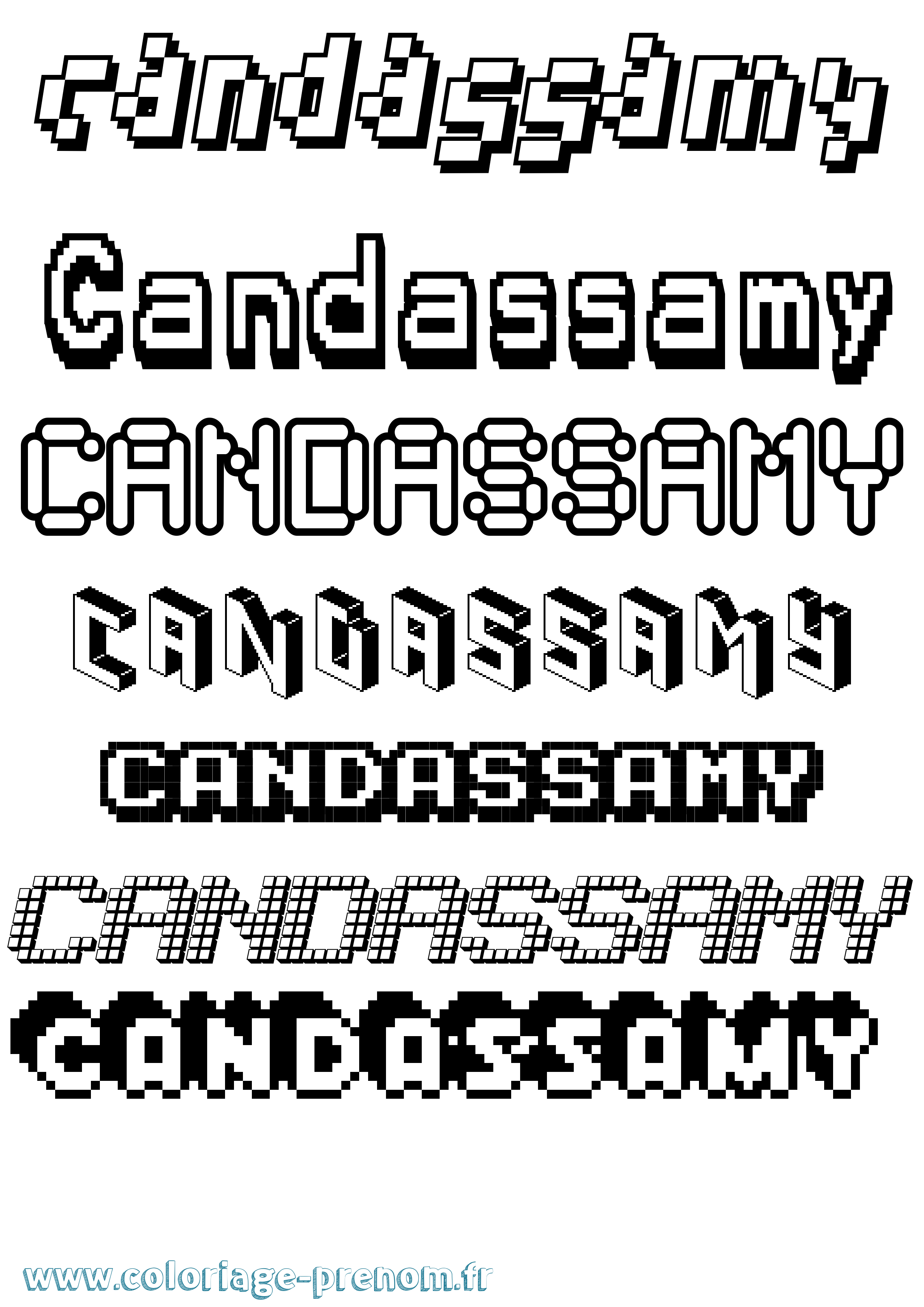 Coloriage Candassamy Pixel Coloriage prénom Candassamy Pixel
