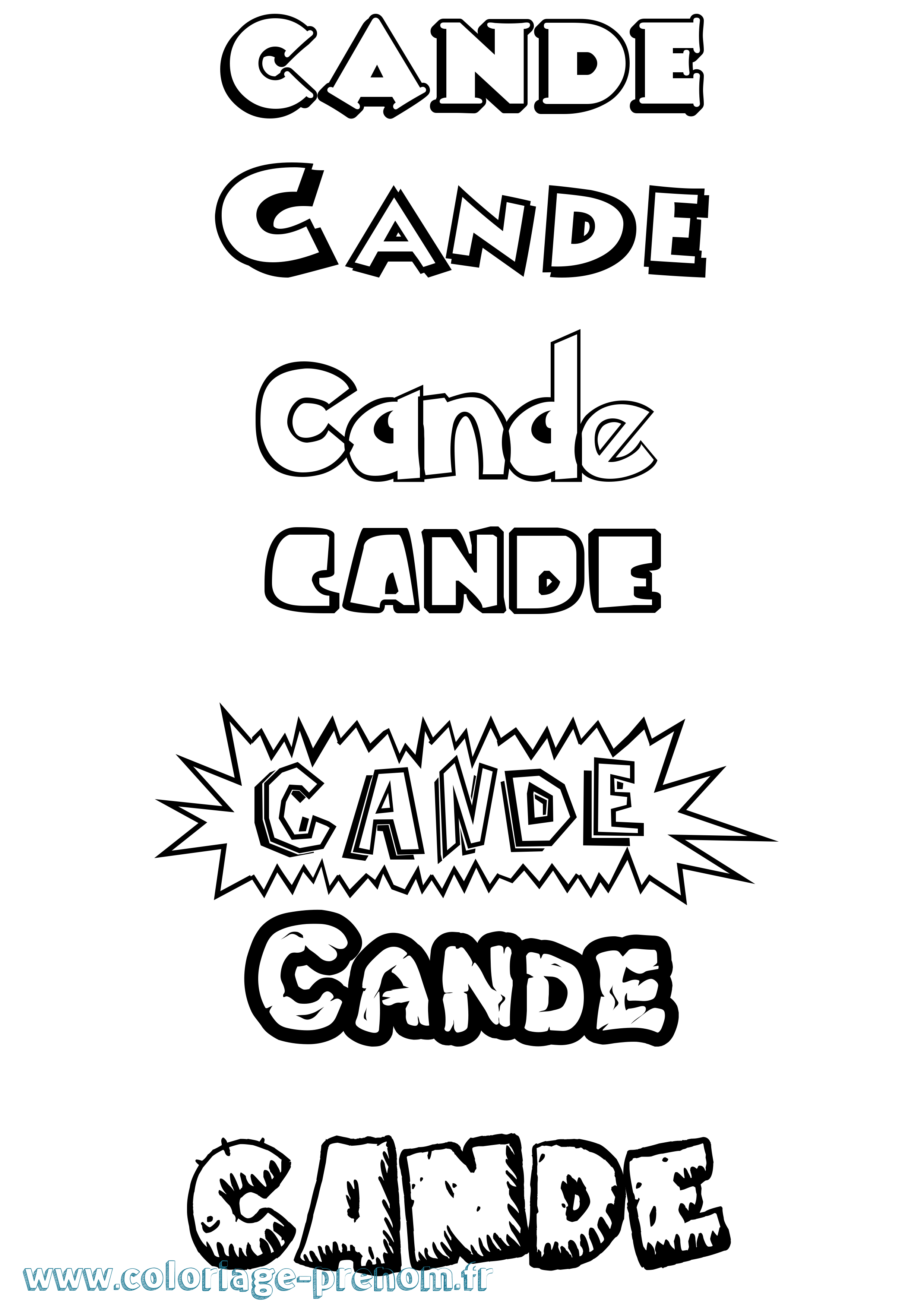Coloriage Cande Dessin Animé Coloriage prénom Cande Dessin Animé