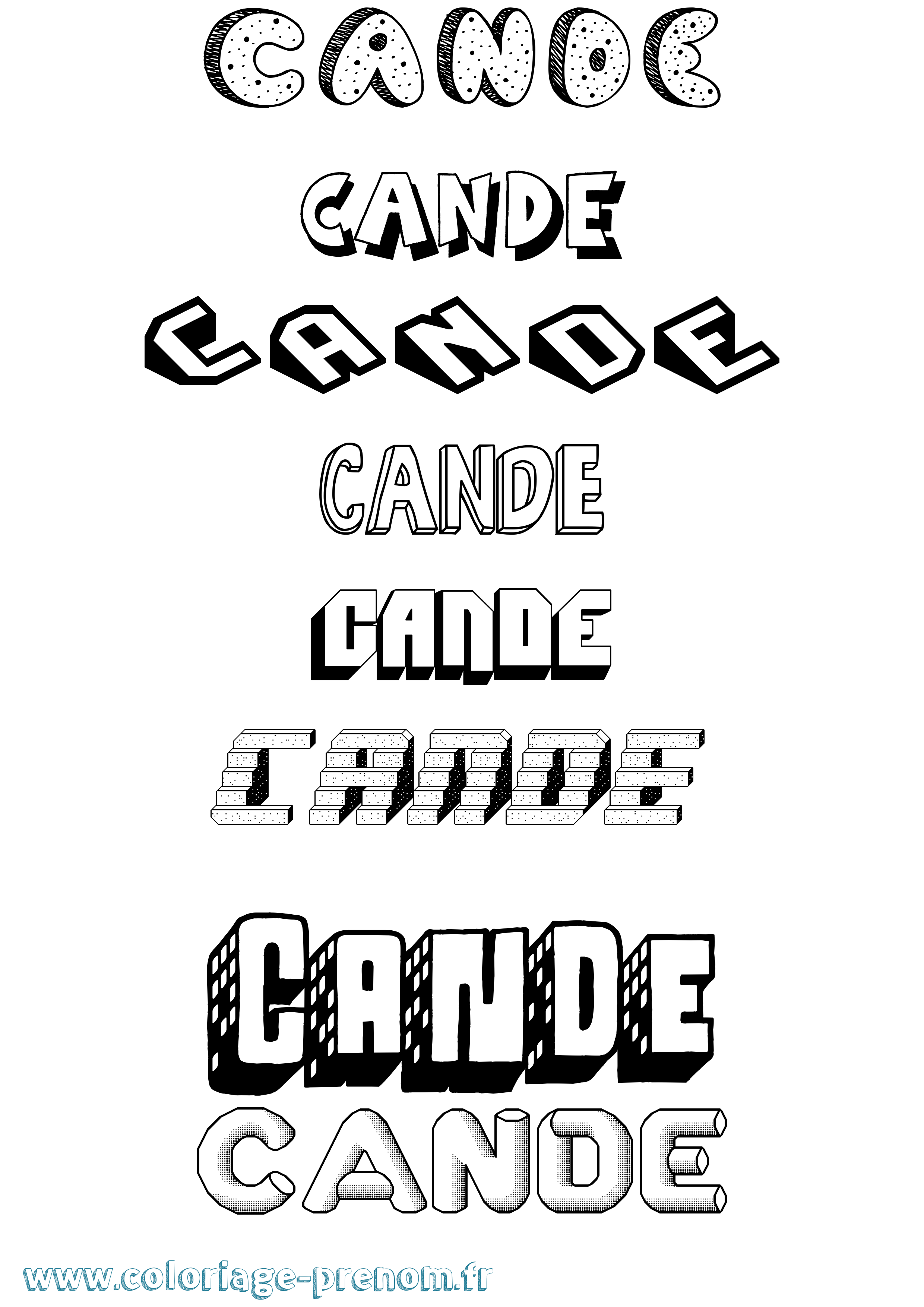 Coloriage Cande Effet 3D Coloriage prénom Cande Effet 3D