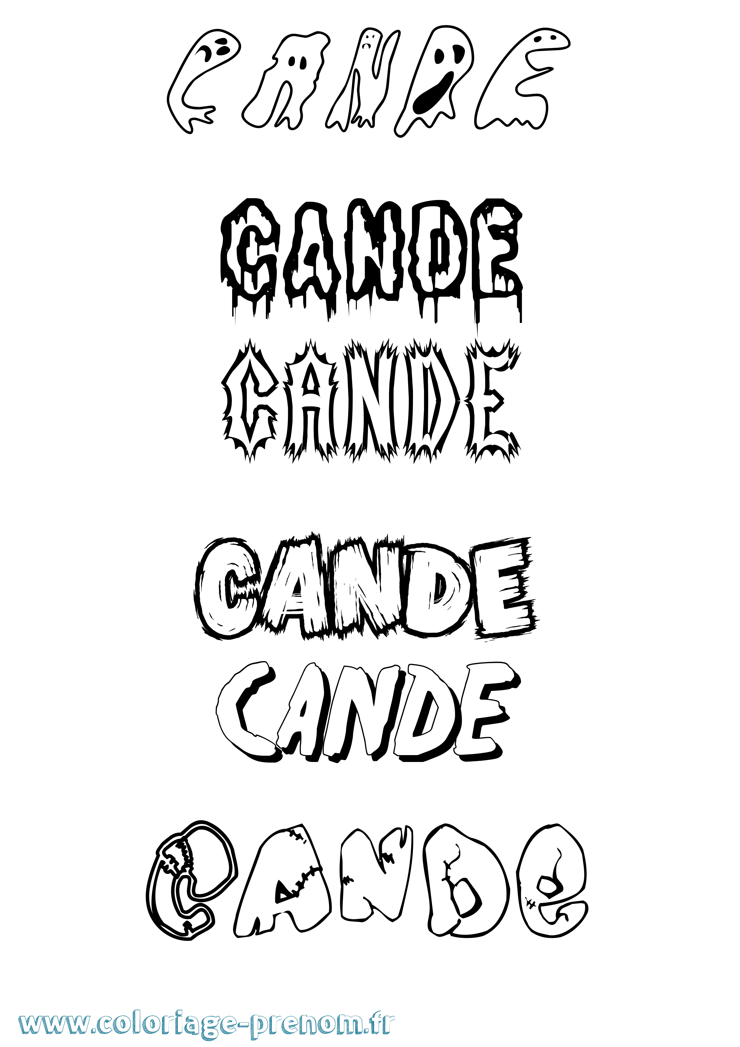 Coloriage Cande Frisson Coloriage prénom Cande Frisson