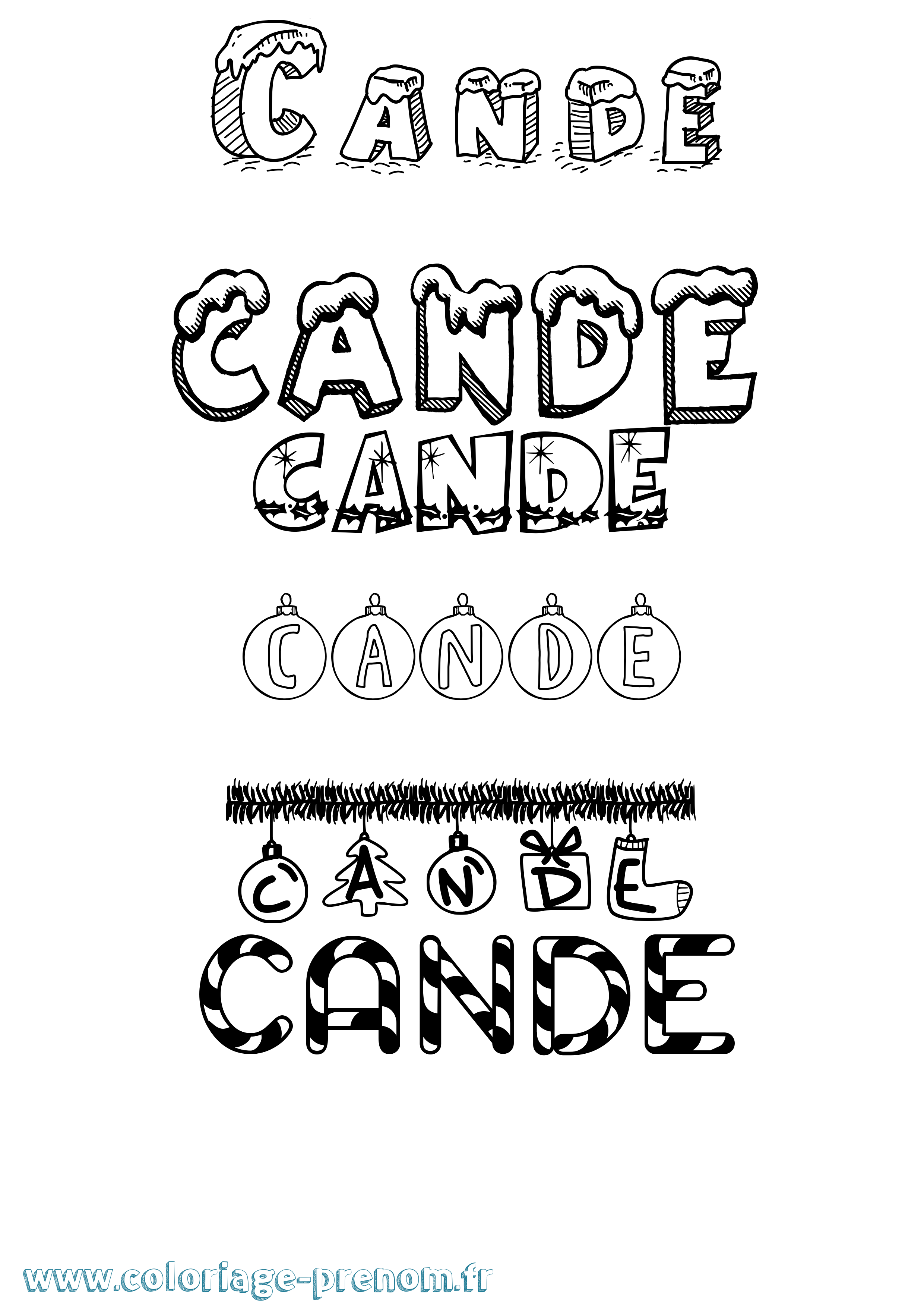 Coloriage Cande Noël Coloriage prénom Cande Noël