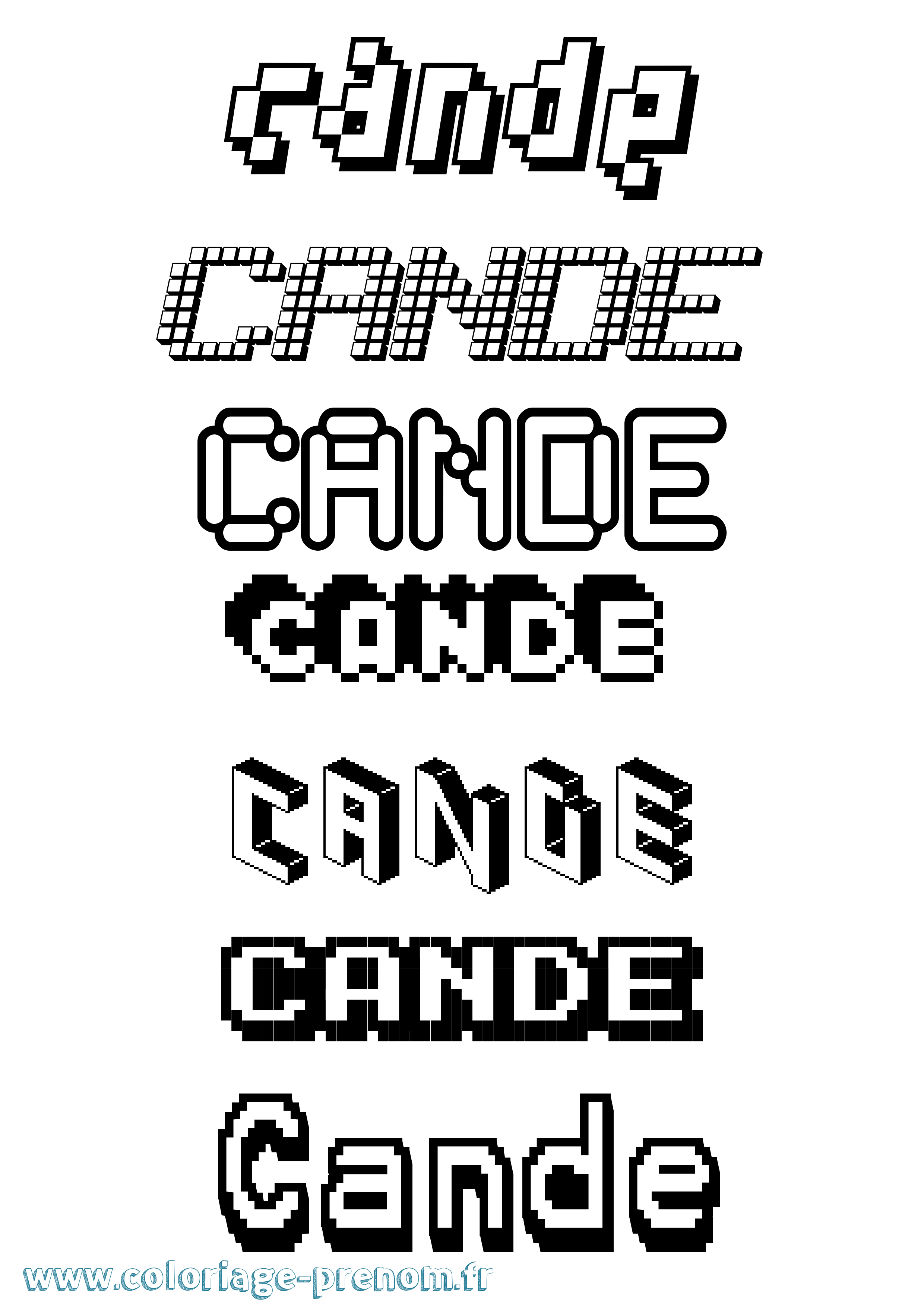 Coloriage prénom Cande Pixel