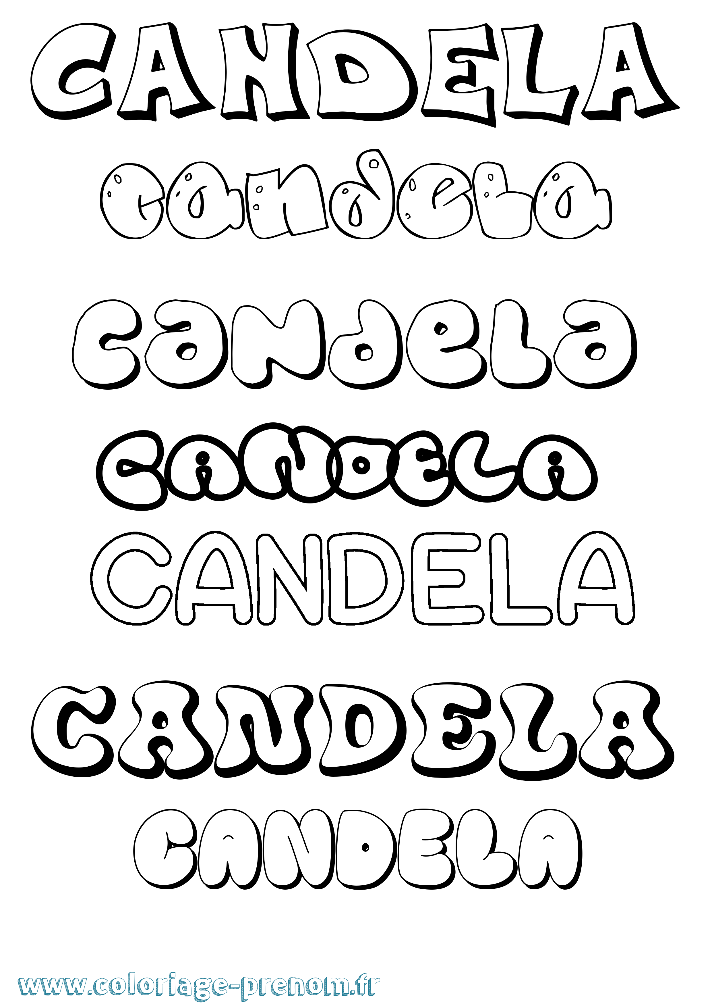 Coloriage Candela Bubble Coloriage prénom Candela Bubble