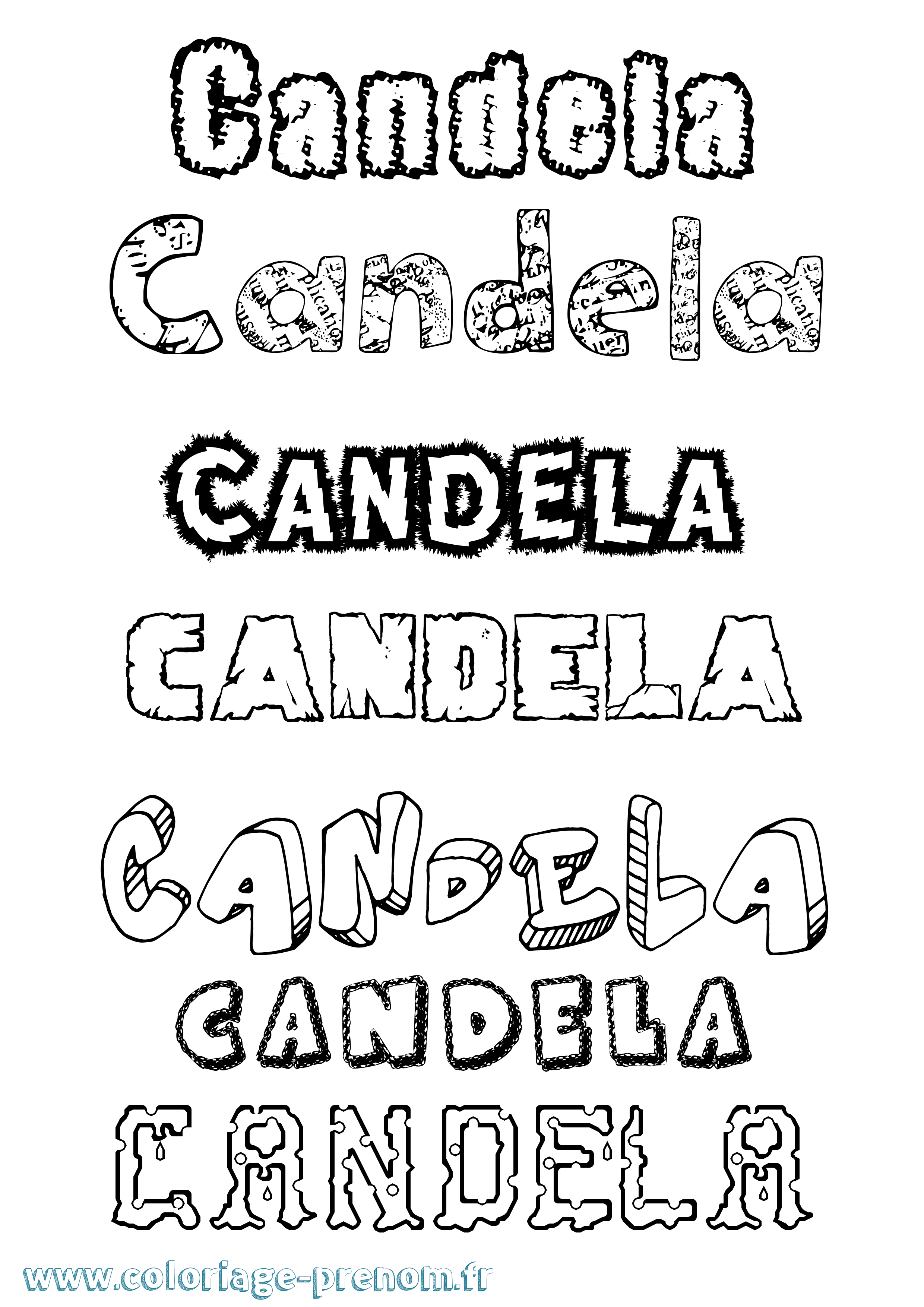 Coloriage Candela Destructuré Coloriage prénom Candela Destructuré