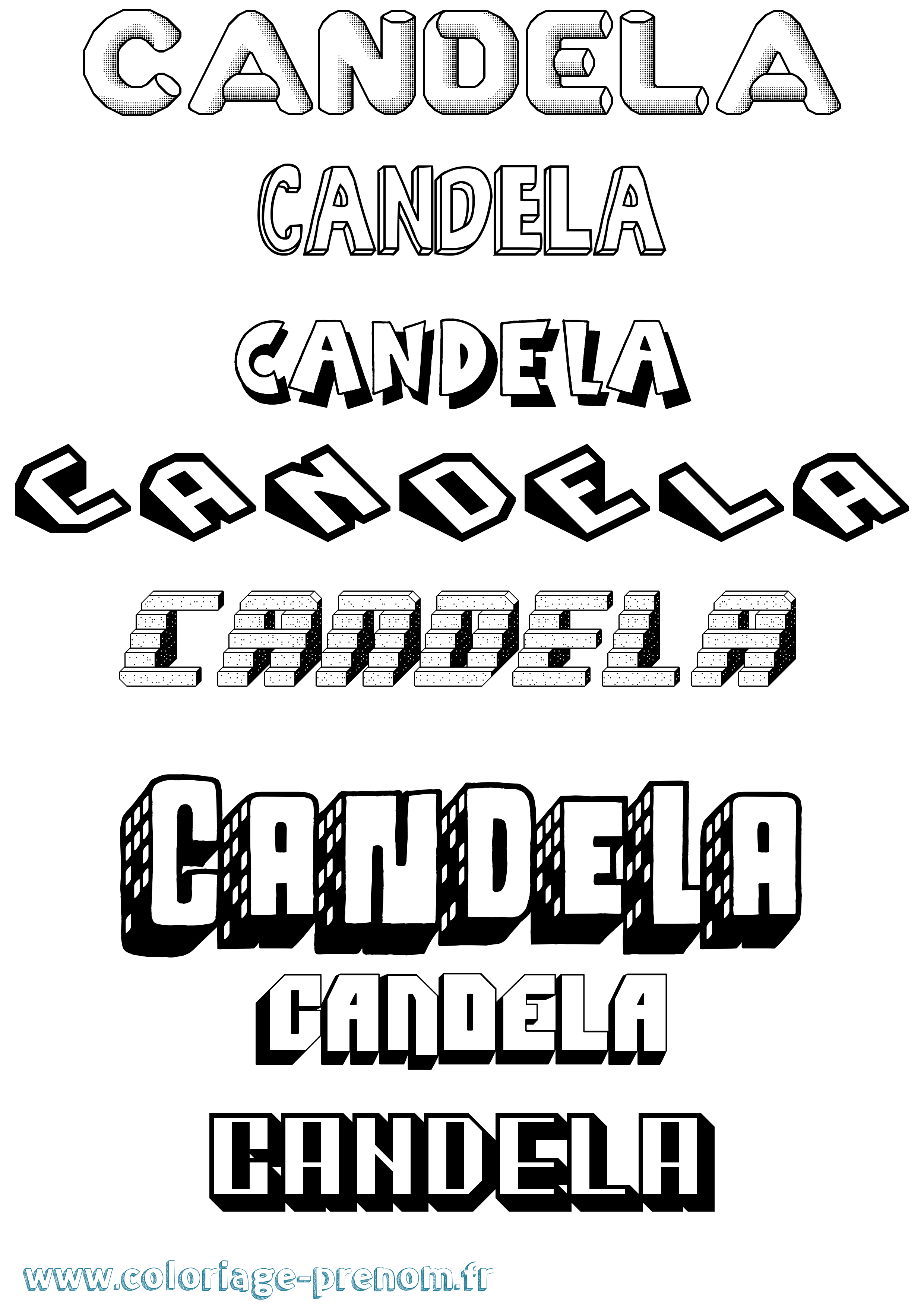Coloriage Candela Effet 3D Coloriage prénom Candela Effet 3D