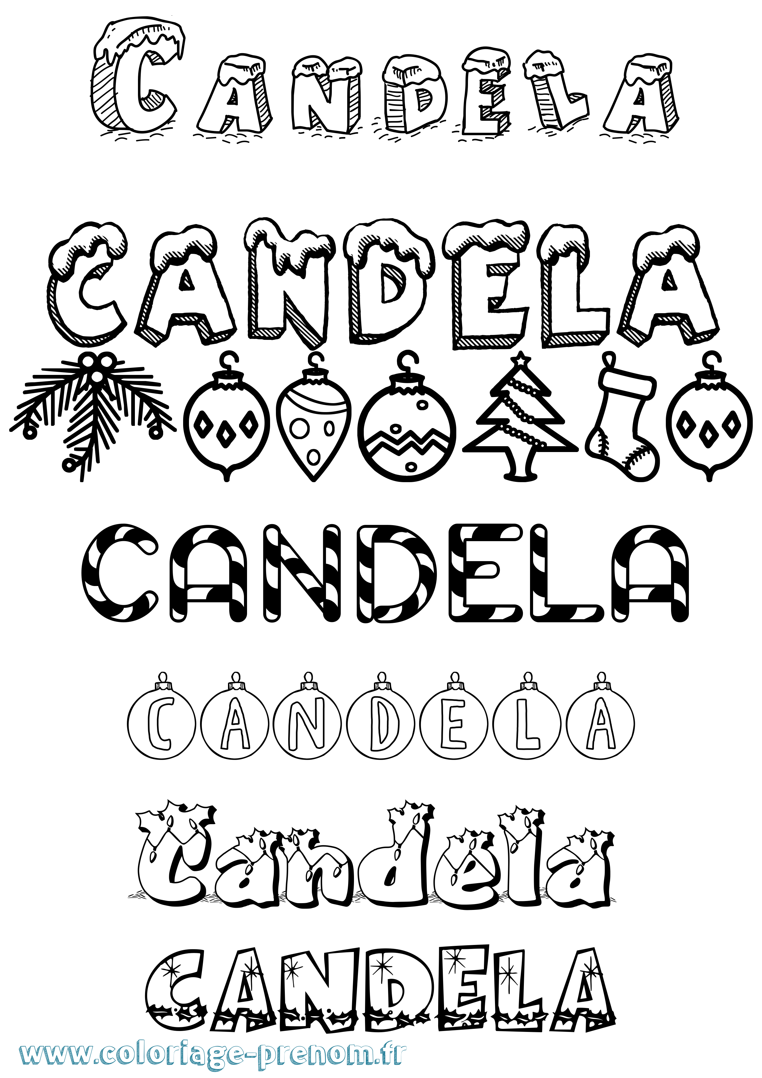 Coloriage Candela Noël Coloriage prénom Candela Noël