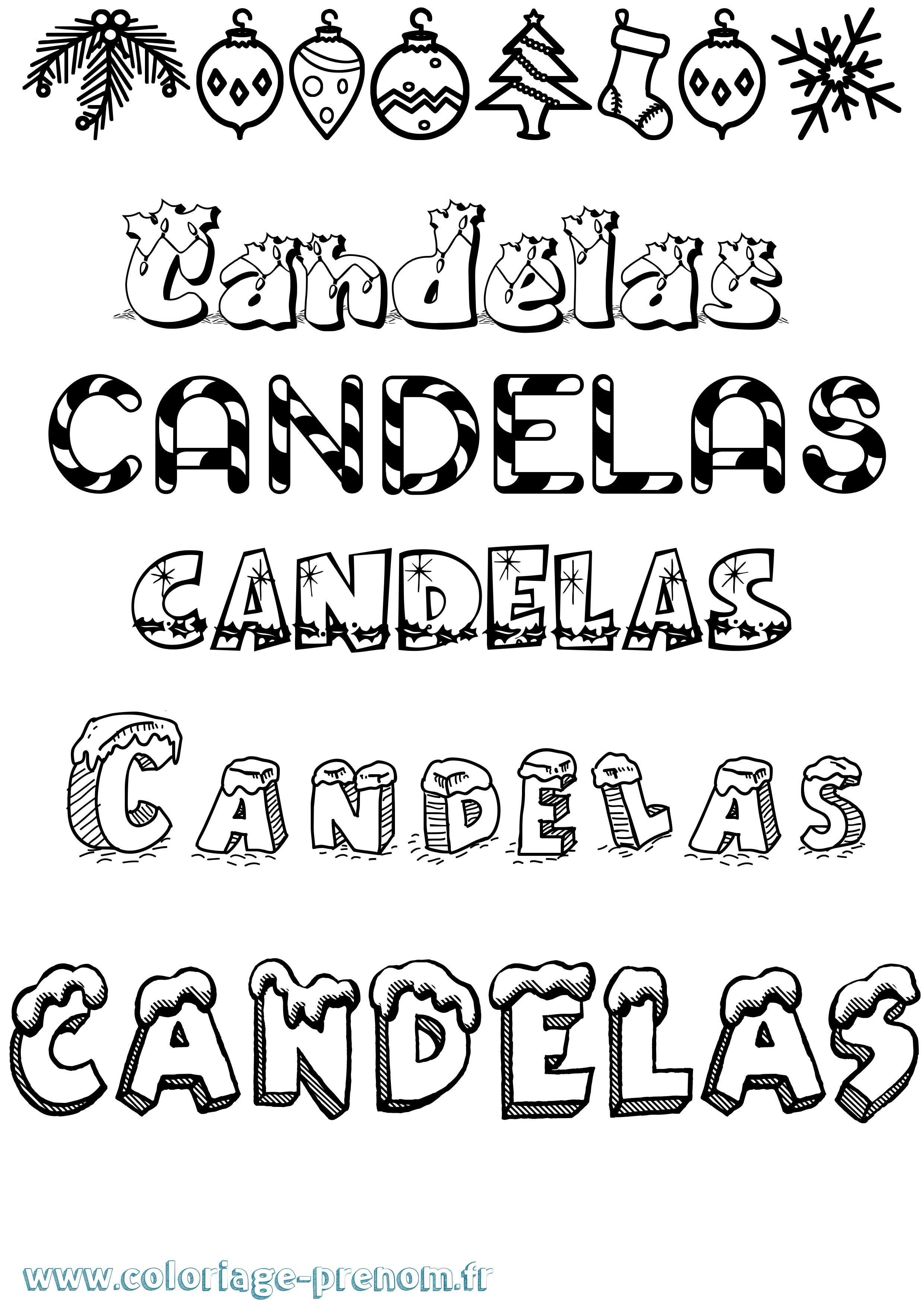 Coloriage Candelas Noël Coloriage prénom Candelas Noël