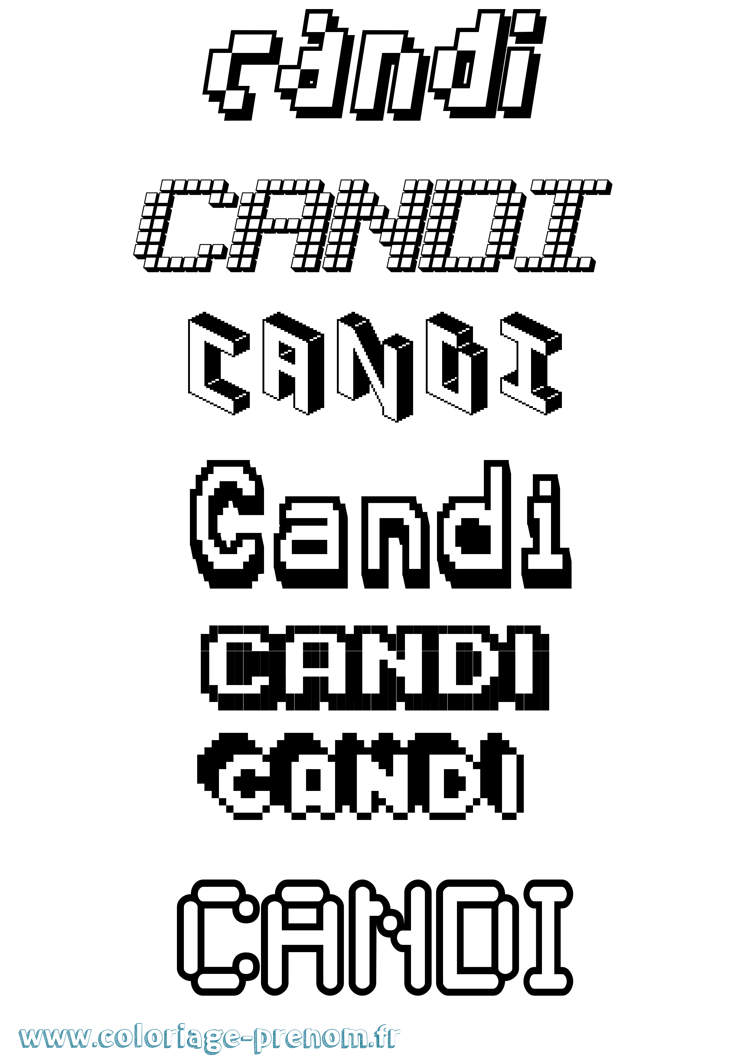 Coloriage prénom Candi Pixel