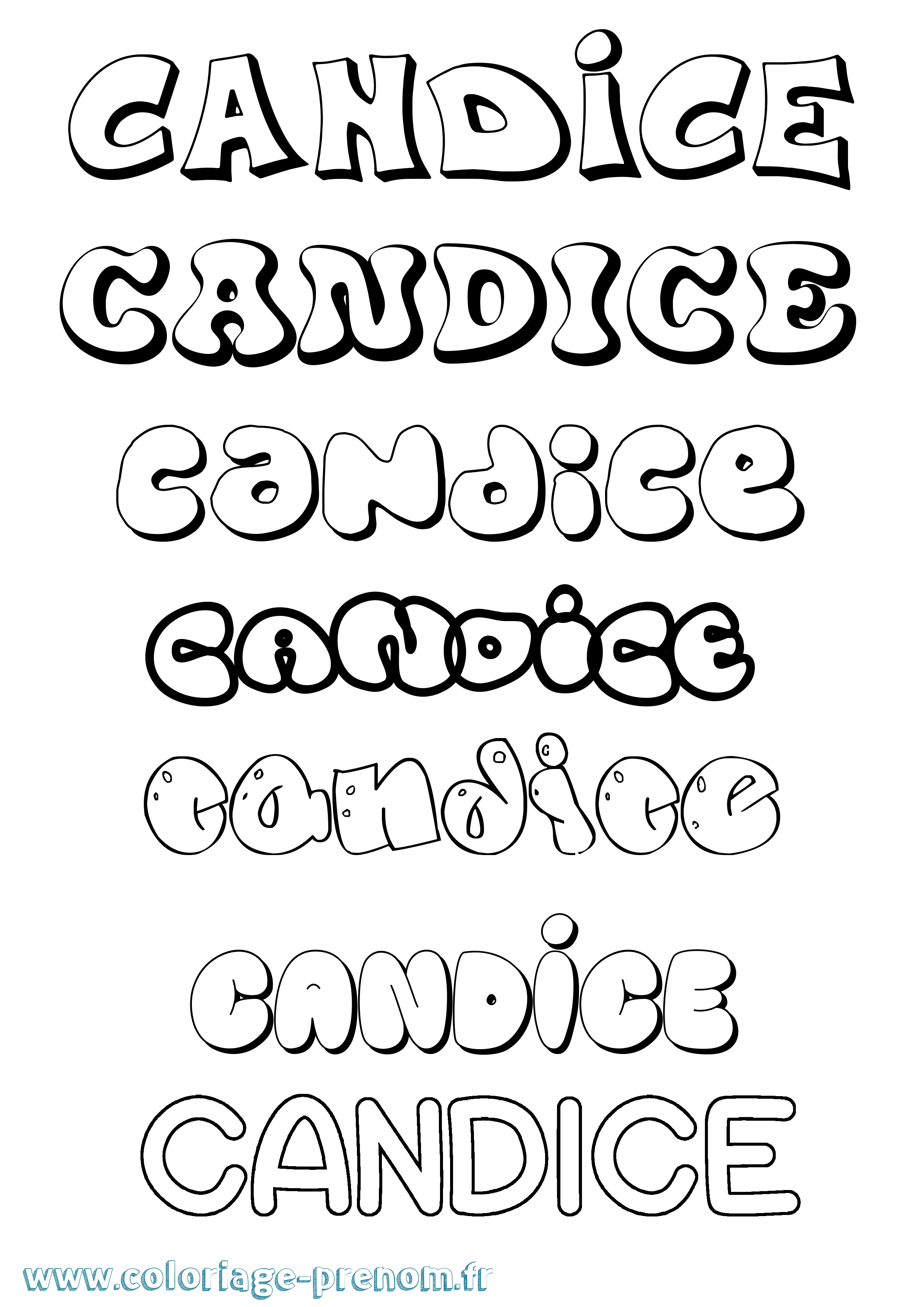 Coloriage prénom Candice Bubble