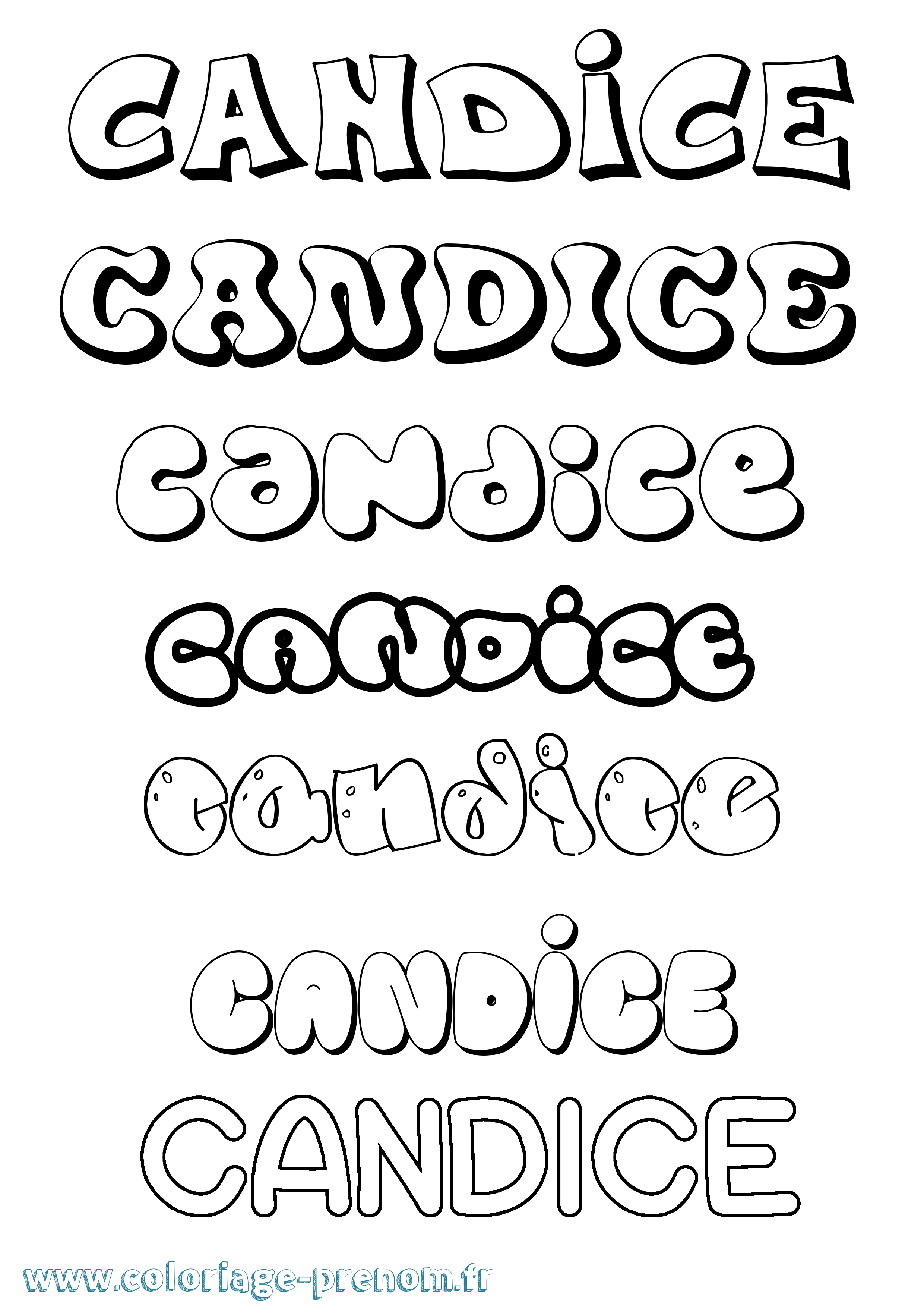 Coloriage Candice Bubble Coloriage prénom Candice Bubble