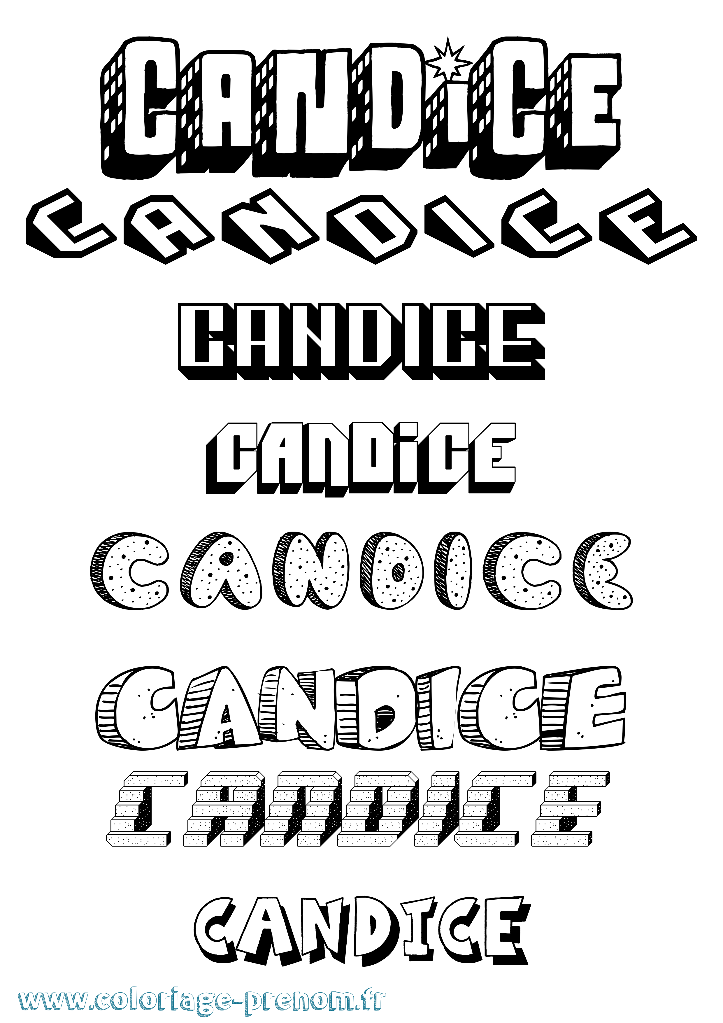 Coloriage prénom Candice Effet 3D