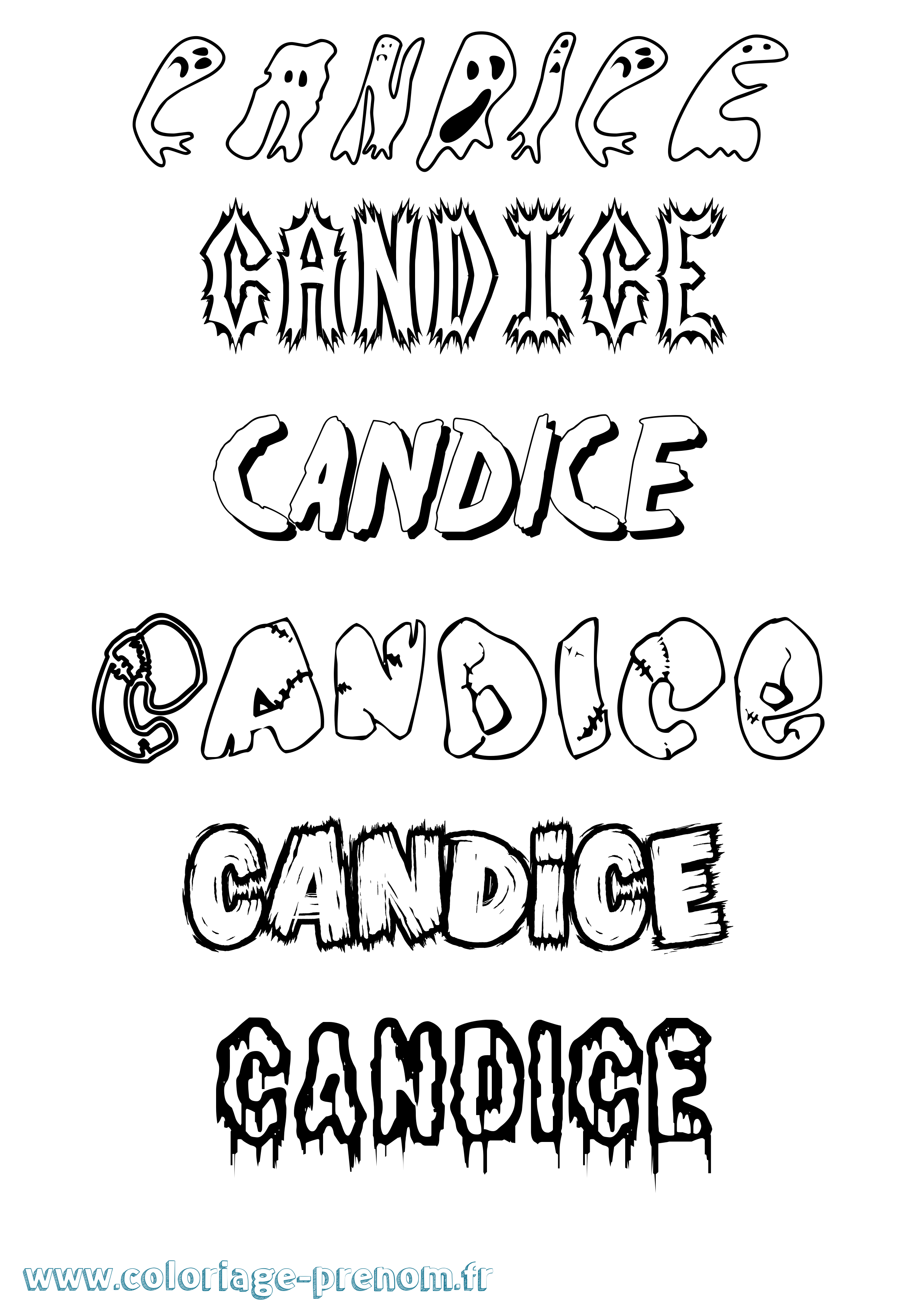 Coloriage prénom Candice Frisson