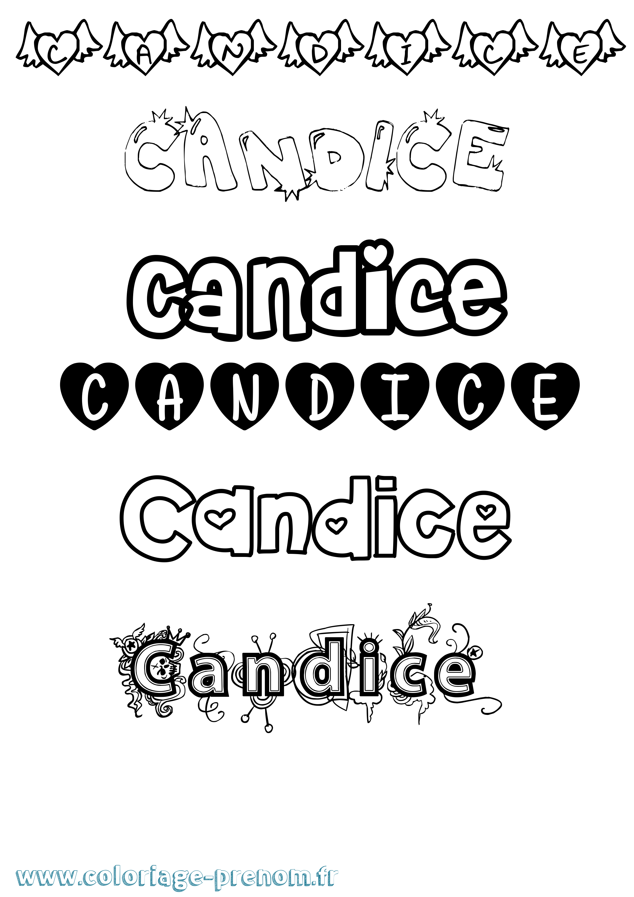 Coloriage Candice Girly Coloriage prénom Candice Girly