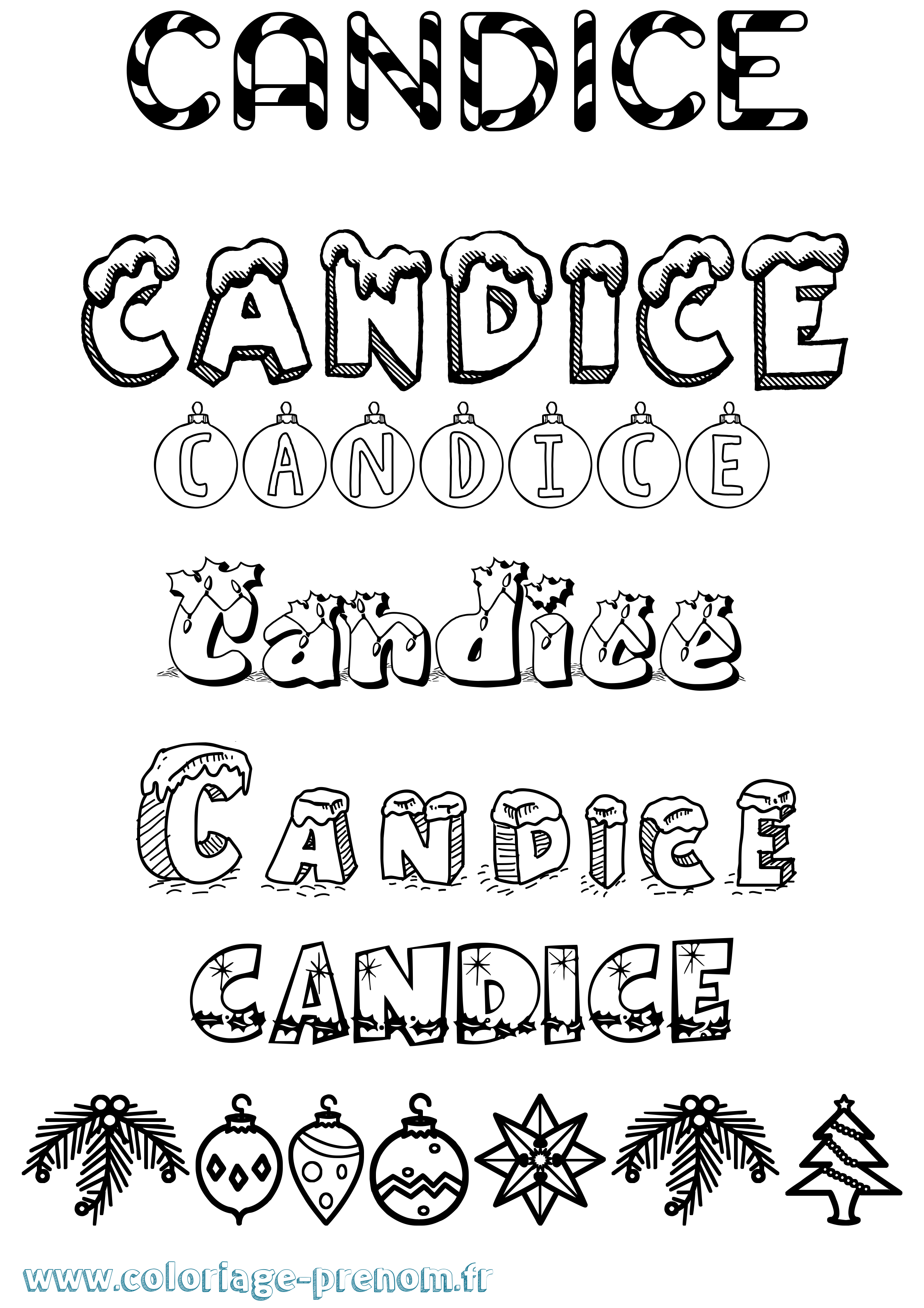Coloriage Candice Noël Coloriage prénom Candice Noël