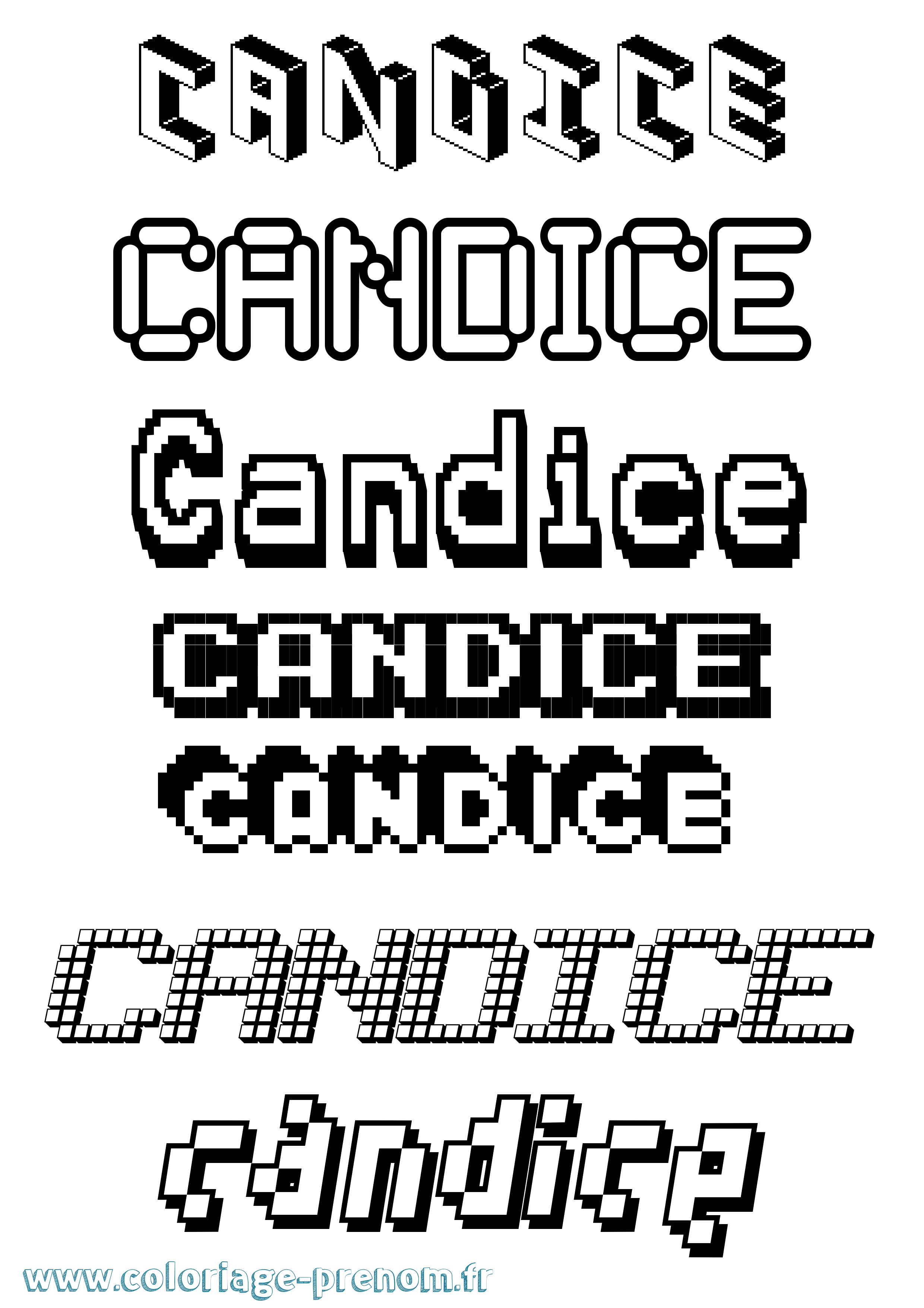 Coloriage prénom Candice Pixel