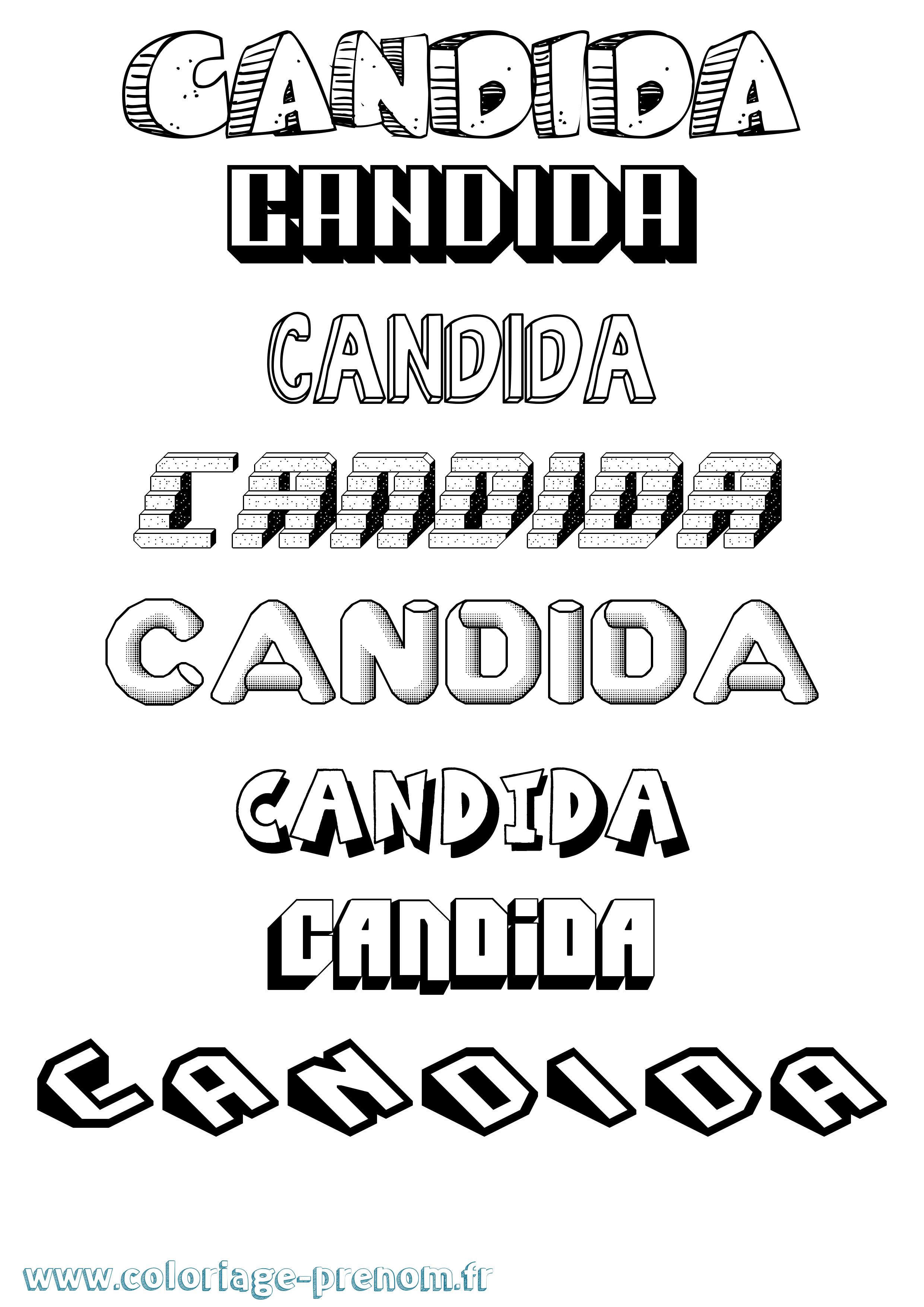 Coloriage Candida Effet 3D Coloriage prénom Candida Effet 3D