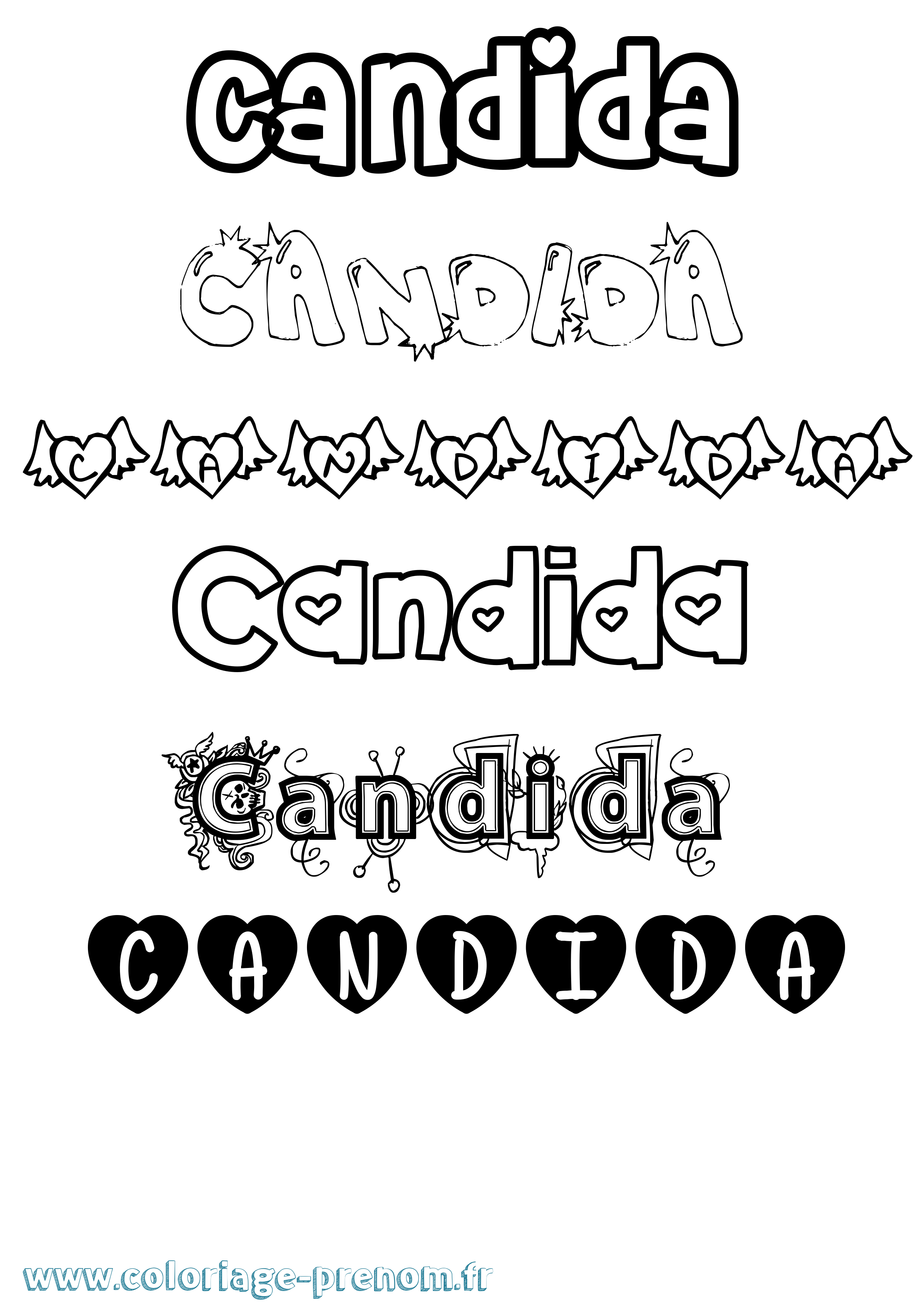 Coloriage Candida Girly Coloriage prénom Candida Girly
