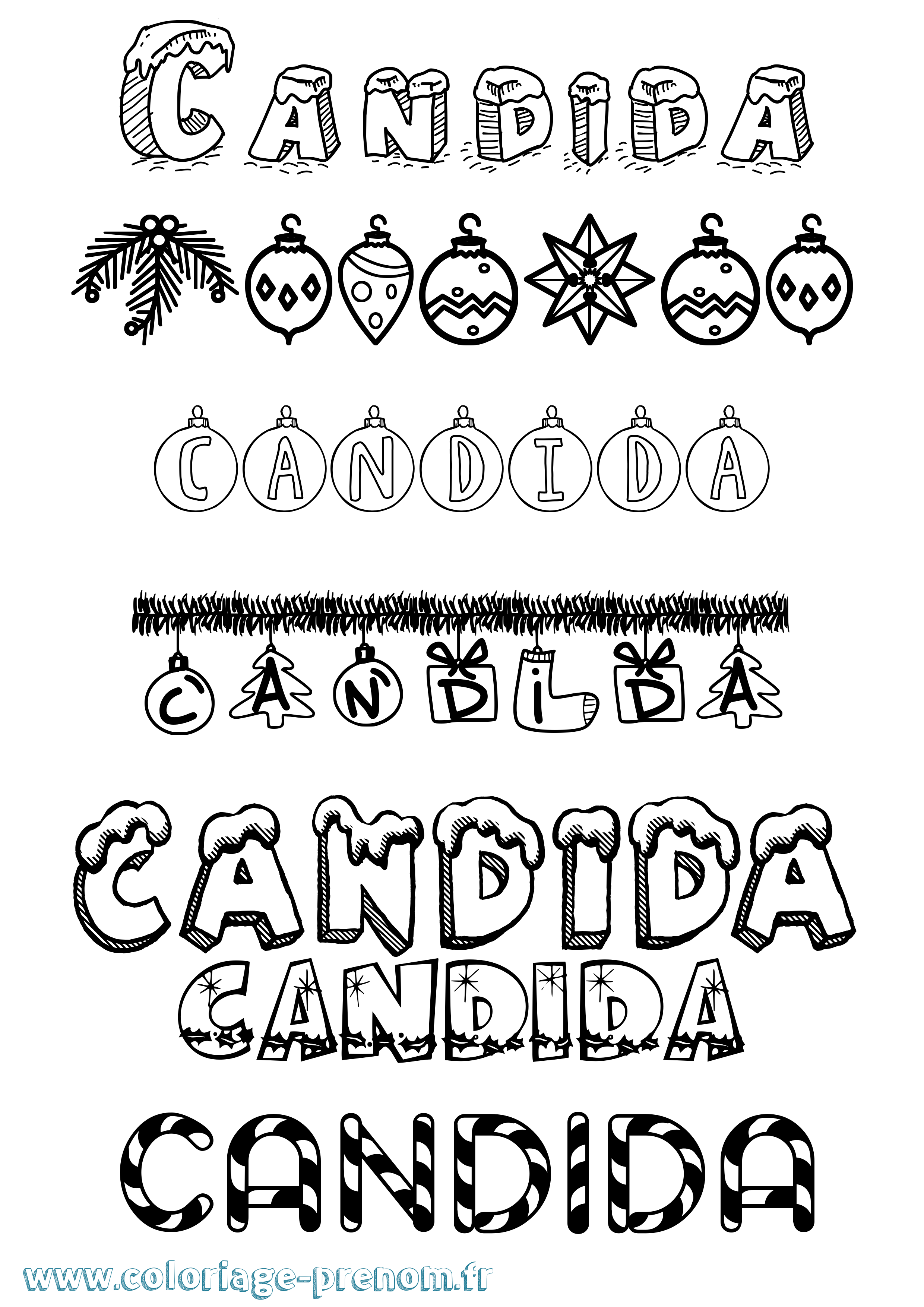 Coloriage Candida Noël Coloriage prénom Candida Noël