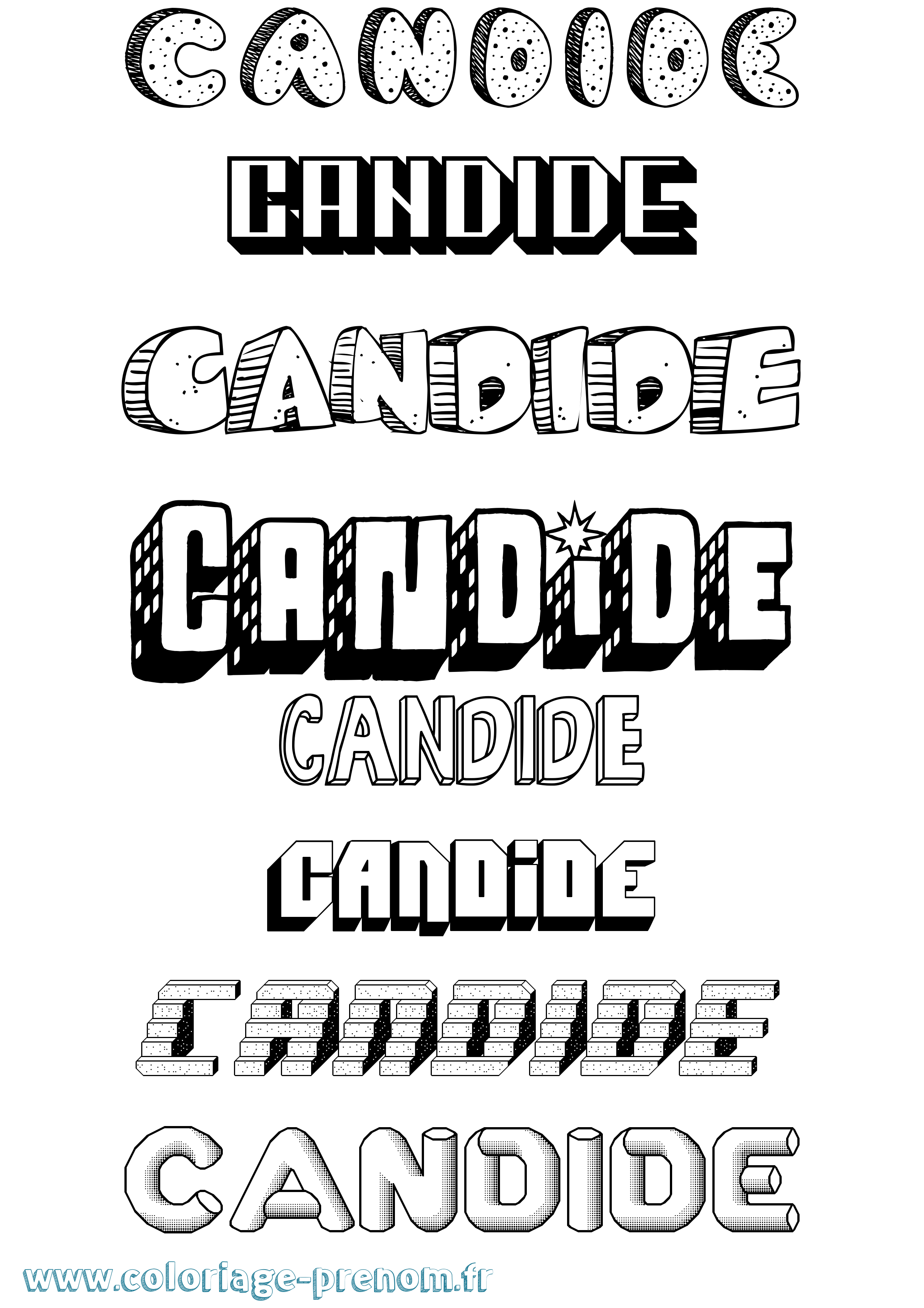 Coloriage Candide Effet 3D Coloriage prénom Candide Effet 3D