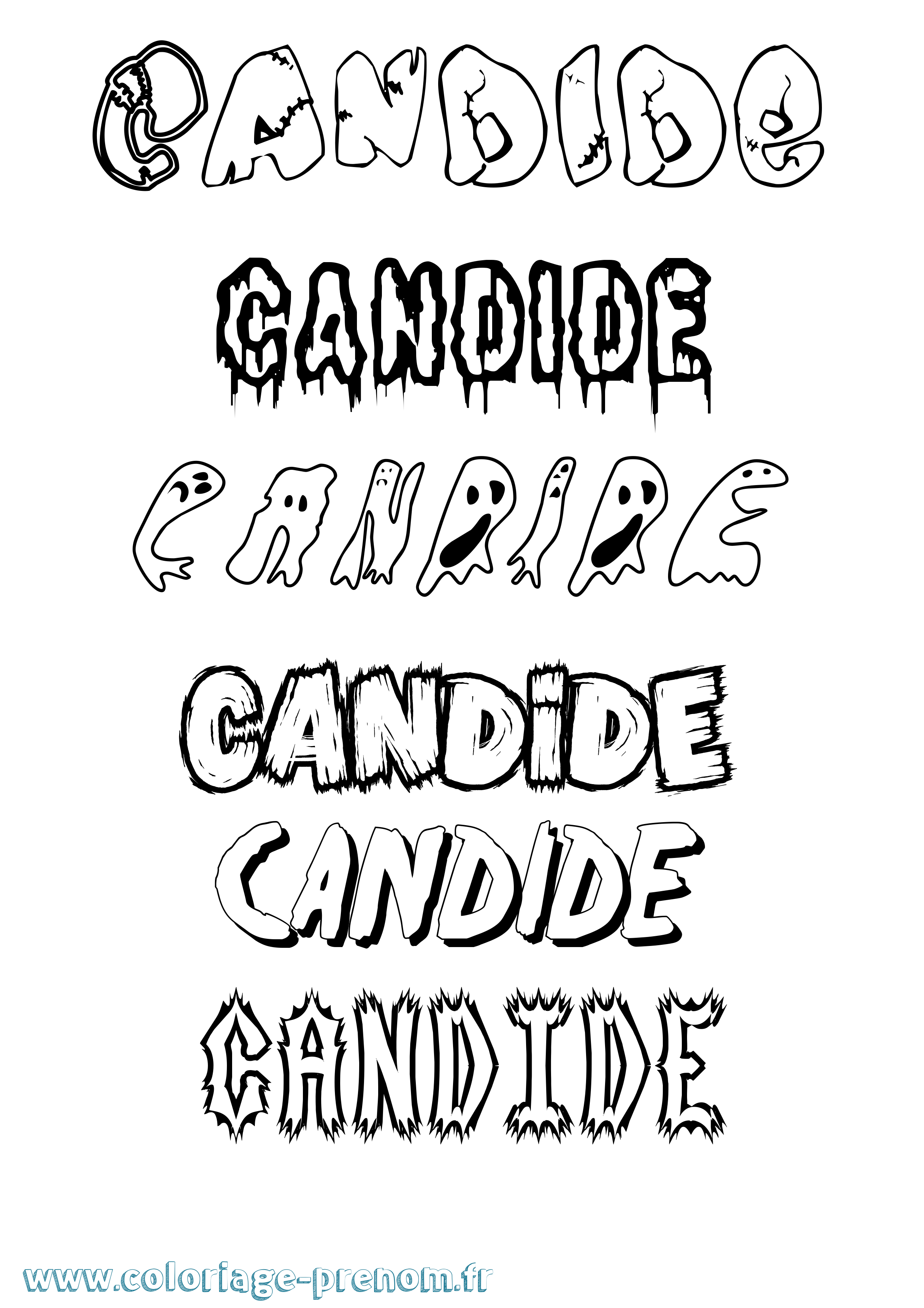 Coloriage Candide Frisson Coloriage prénom Candide Frisson
