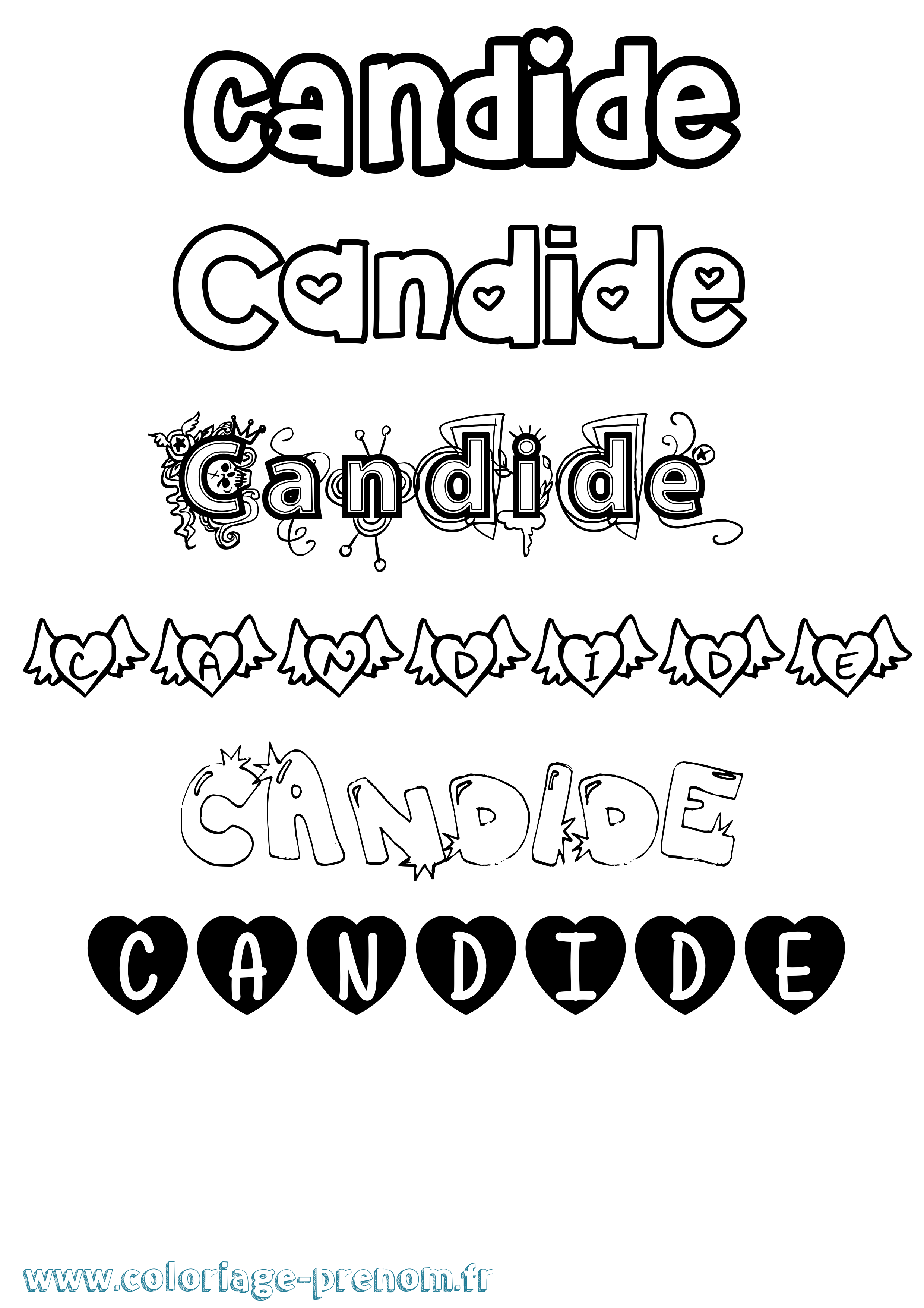 Coloriage Candide Girly Coloriage prénom Candide Girly
