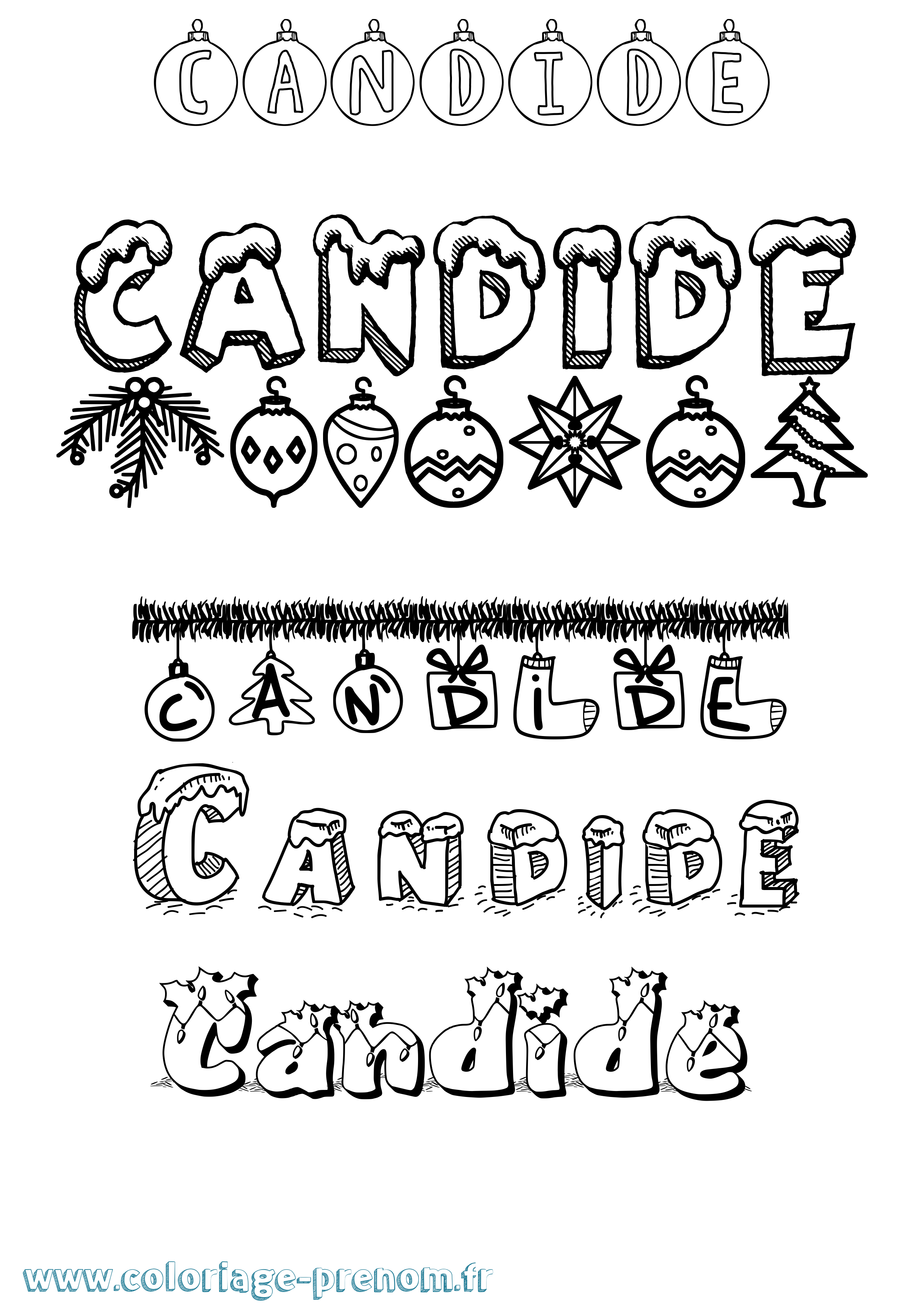Coloriage Candide Noël Coloriage prénom Candide Noël