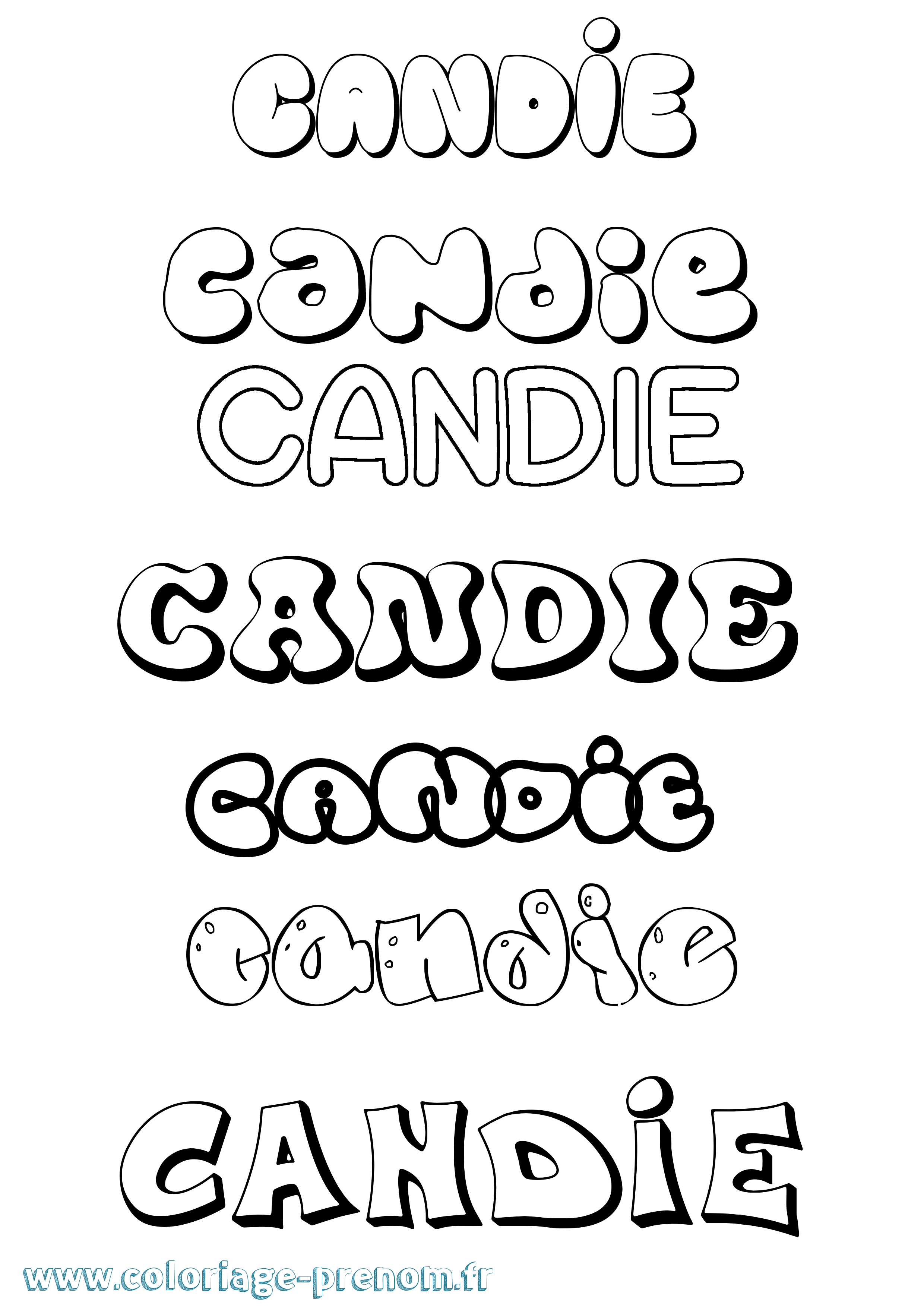 Coloriage prénom Candie Bubble