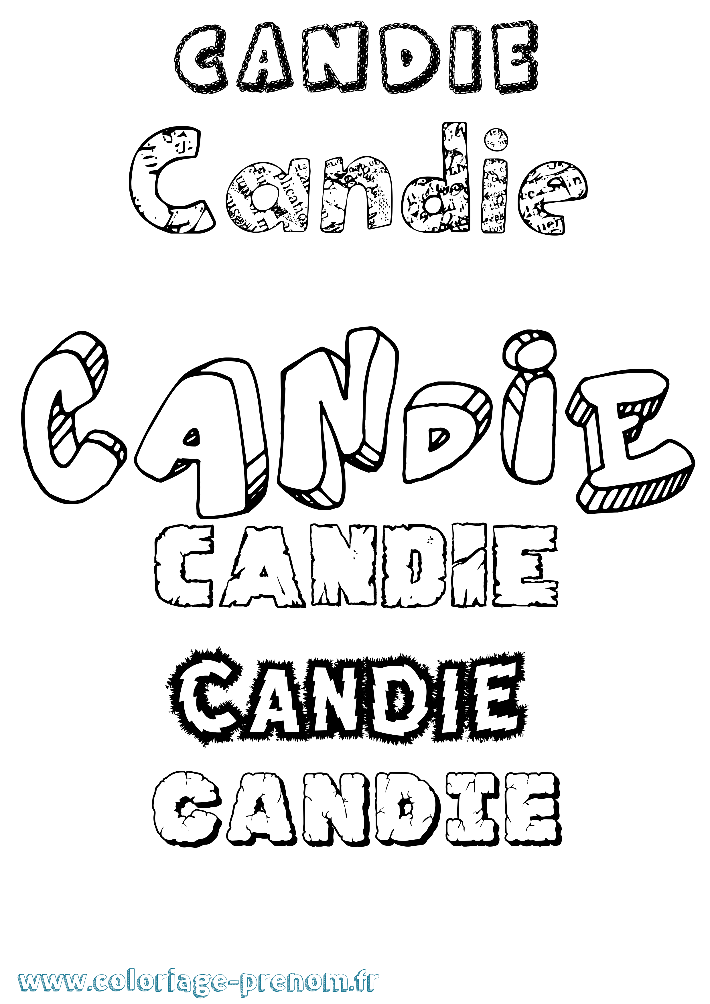 Coloriage Candie Destructuré Coloriage prénom Candie Destructuré