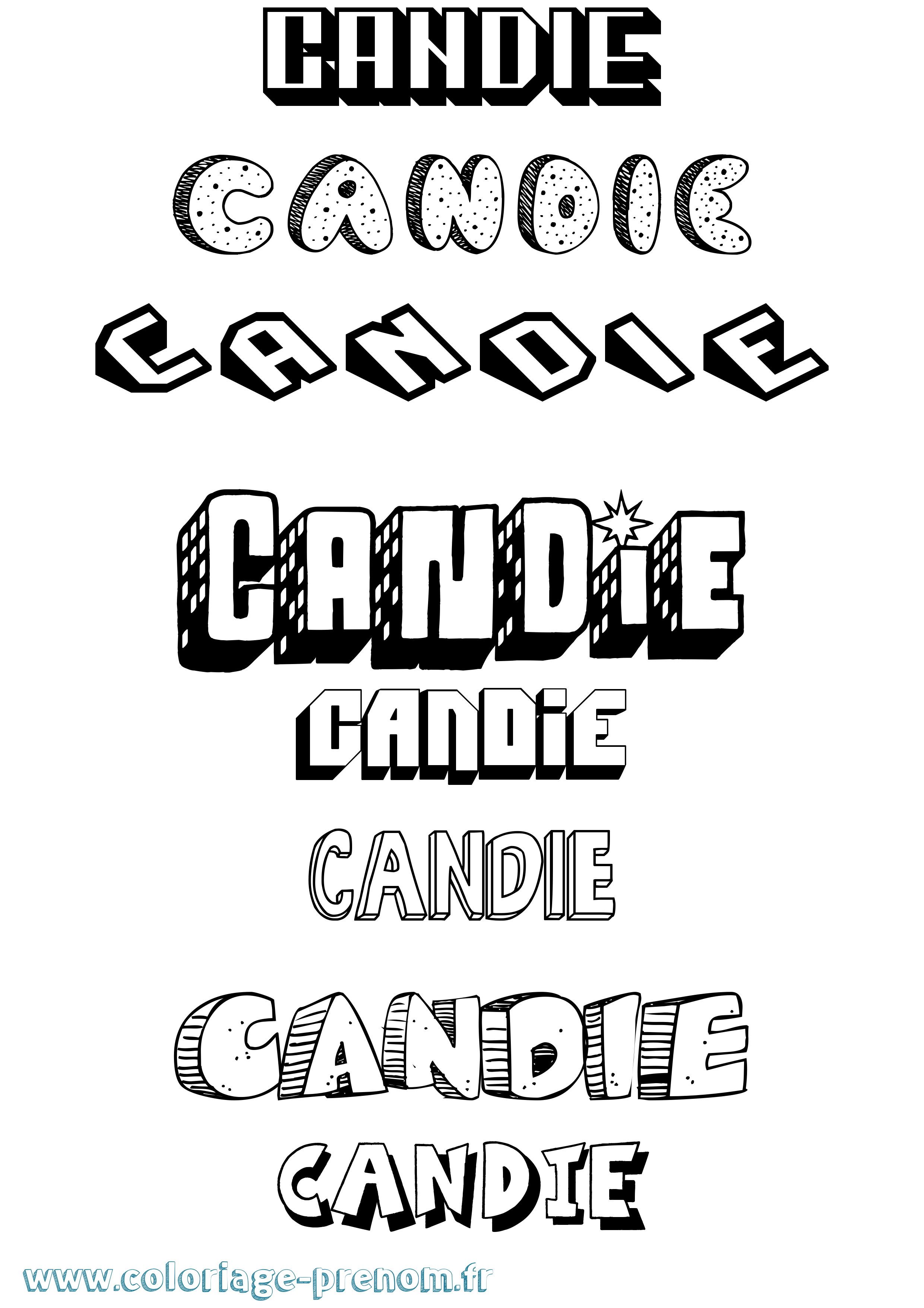Coloriage Candie Effet 3D Coloriage prénom Candie Effet 3D