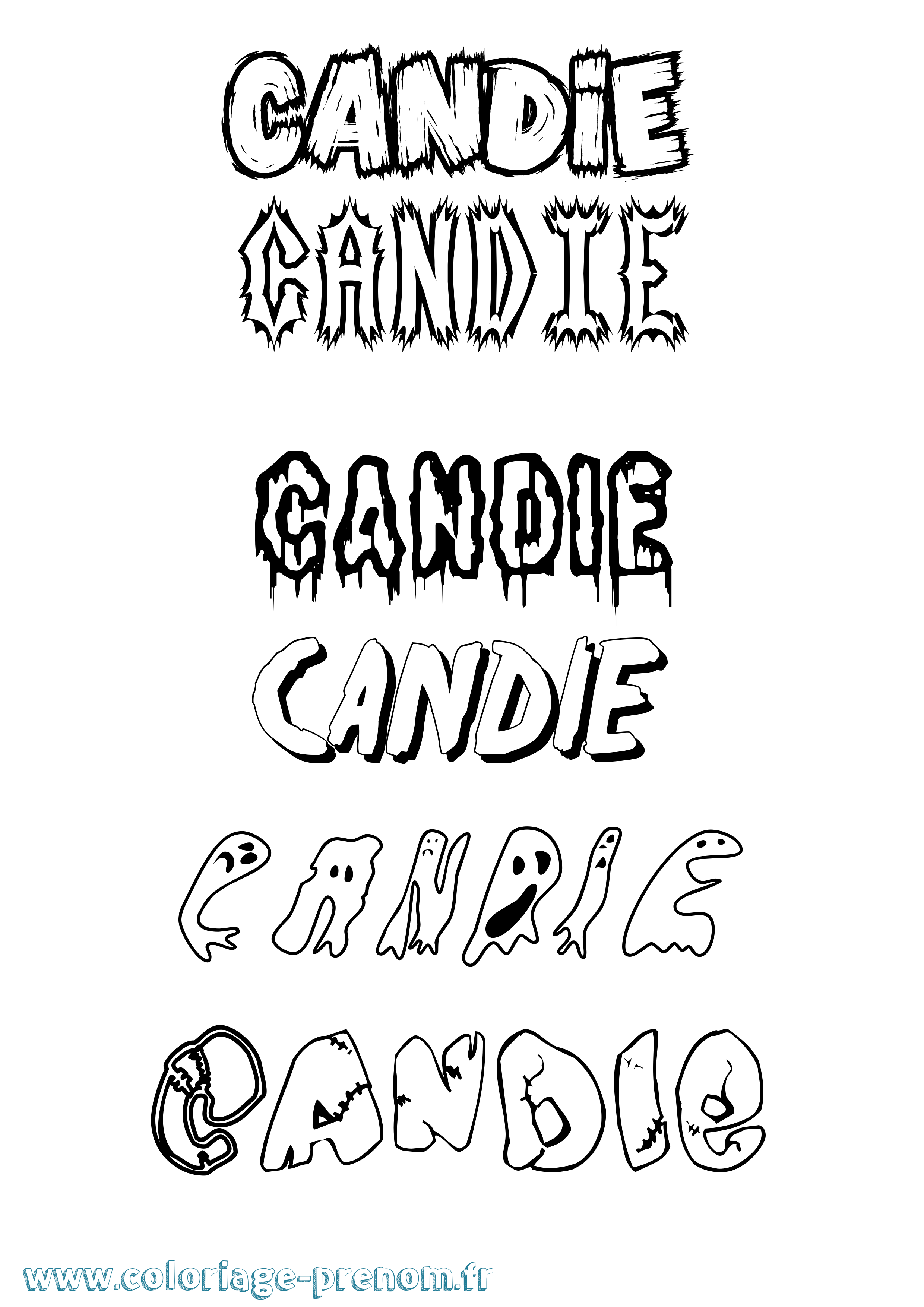 Coloriage prénom Candie Frisson