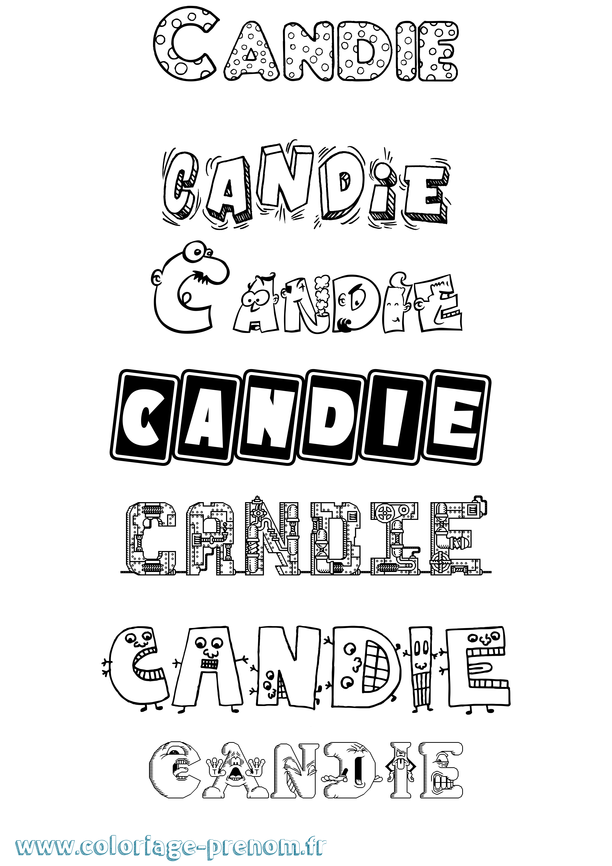 Coloriage prénom Candie Fun