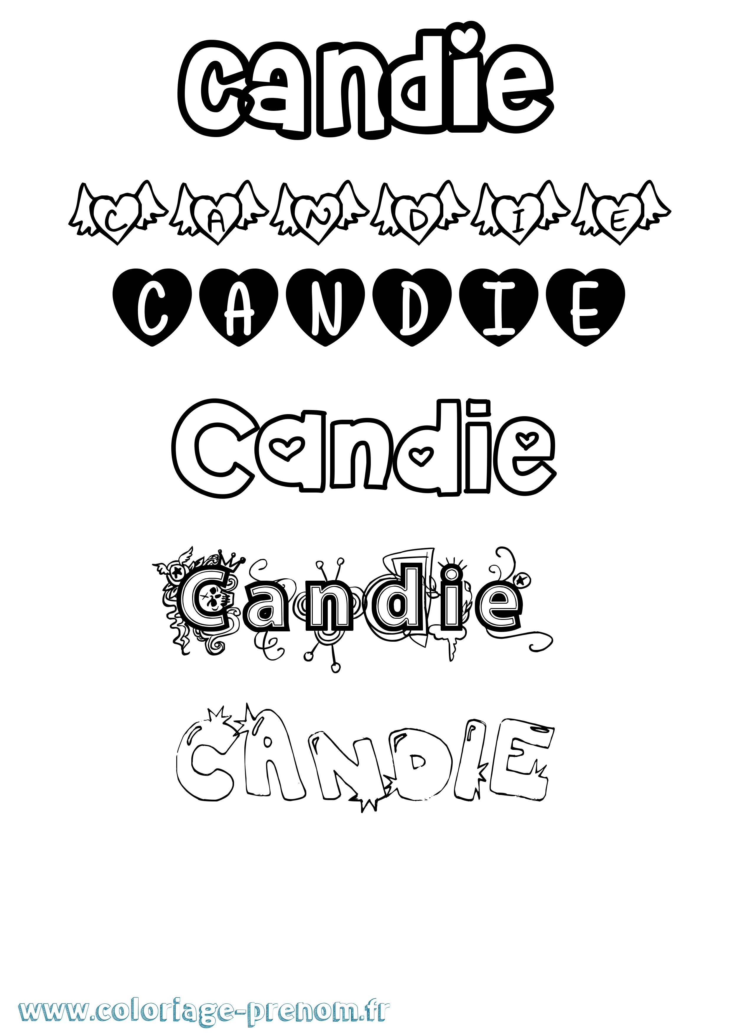 Coloriage prénom Candie Girly