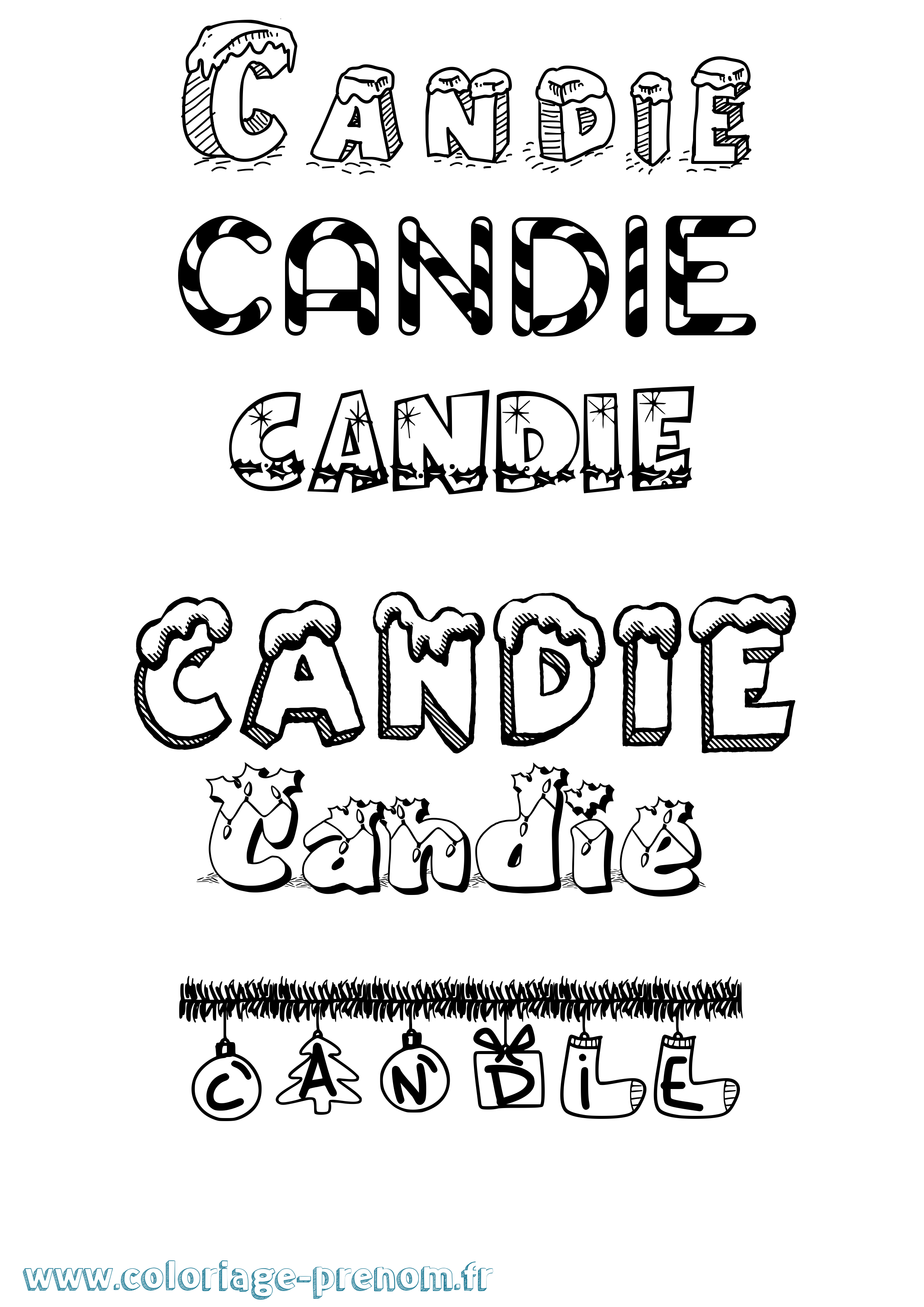 Coloriage Candie Noël Coloriage prénom Candie Noël