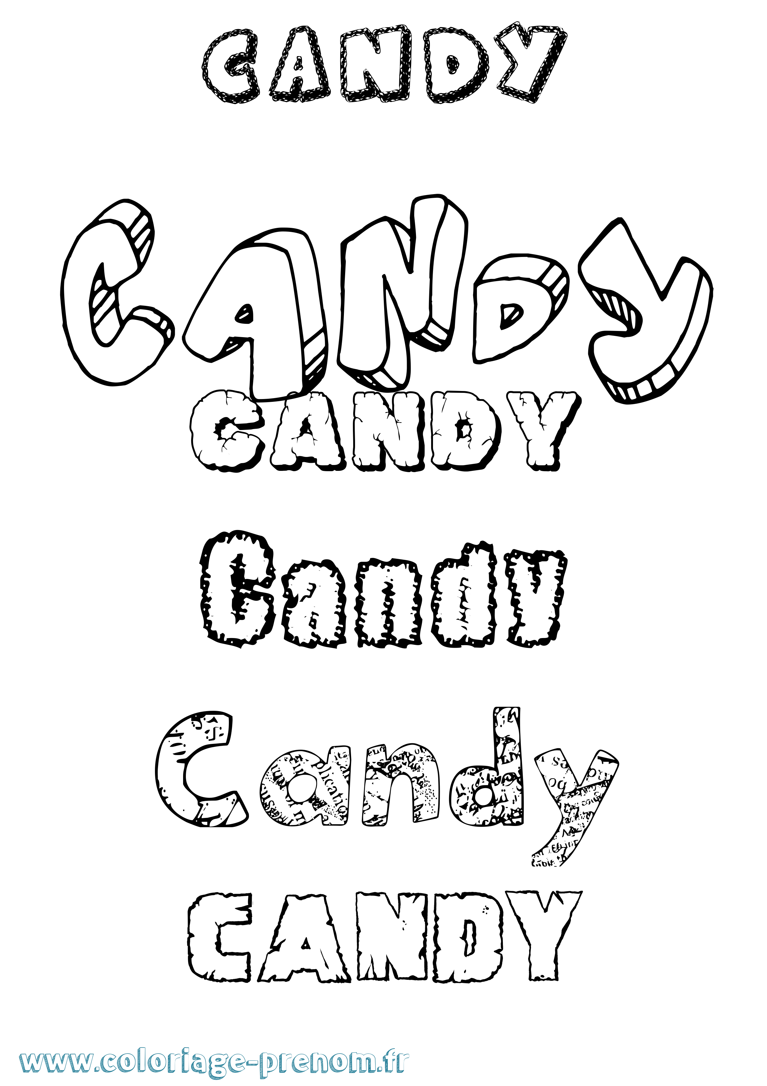 Coloriage prénom Candy Destructuré