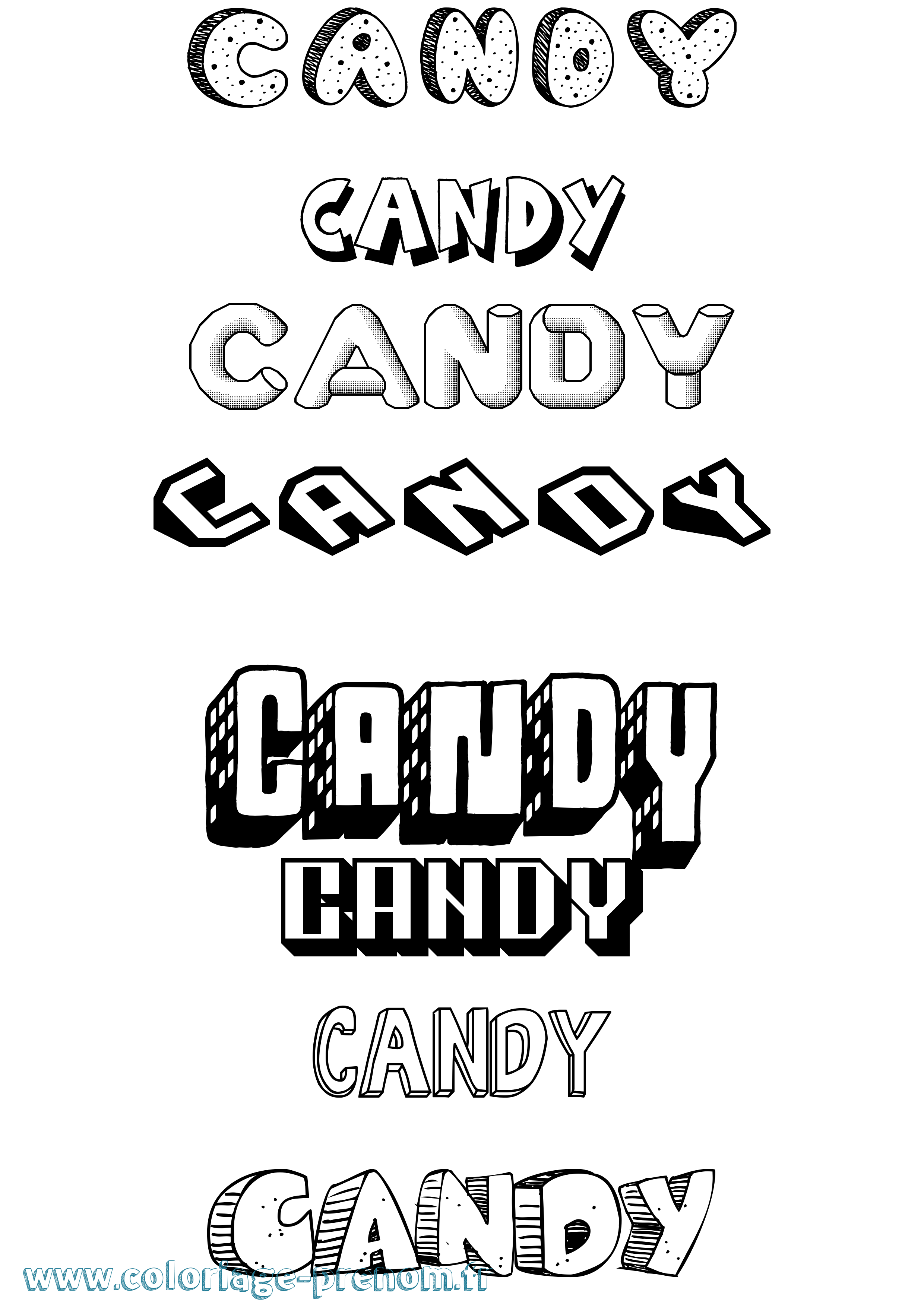 Coloriage prénom Candy Effet 3D