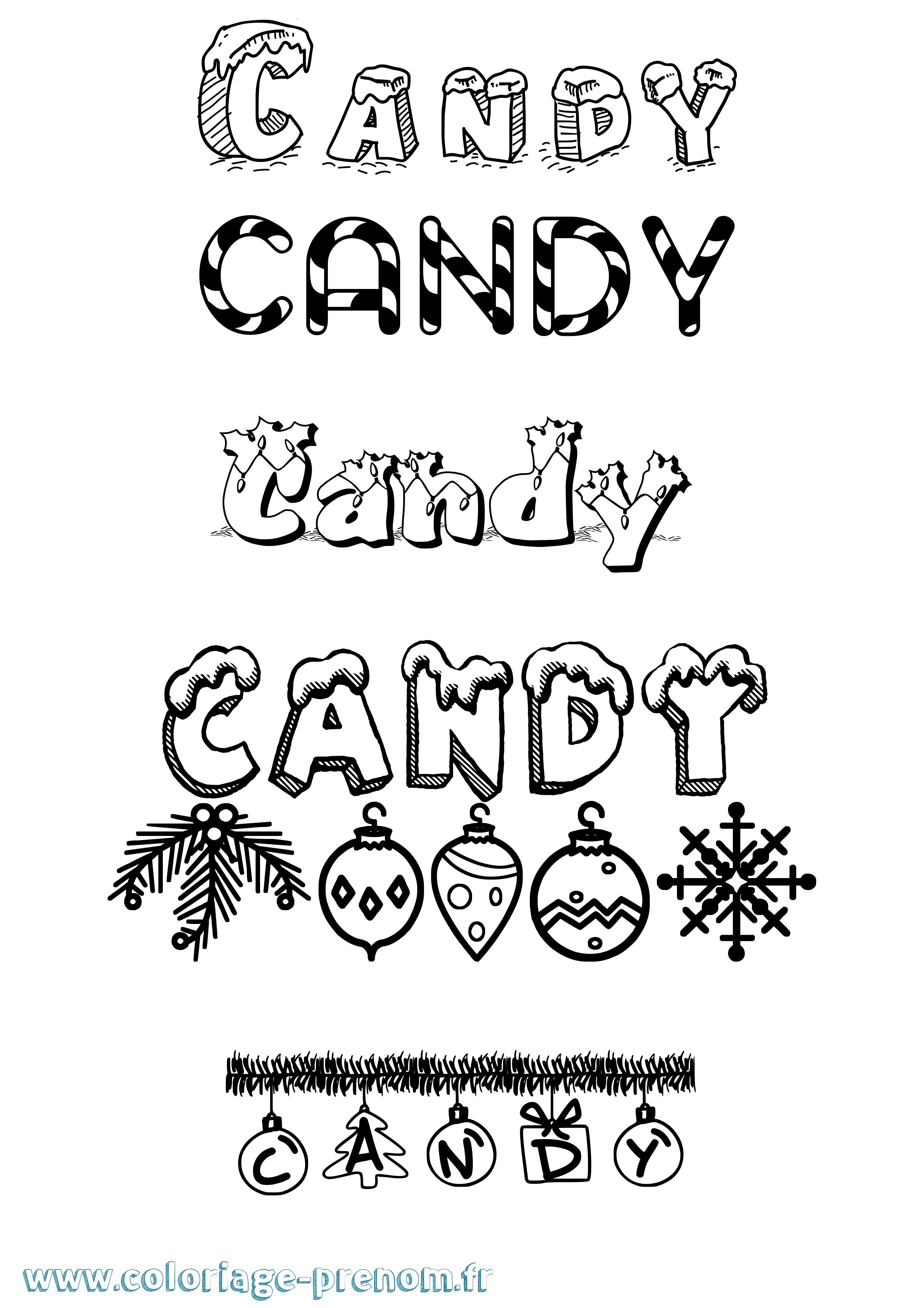 Coloriage prénom Candy Noël