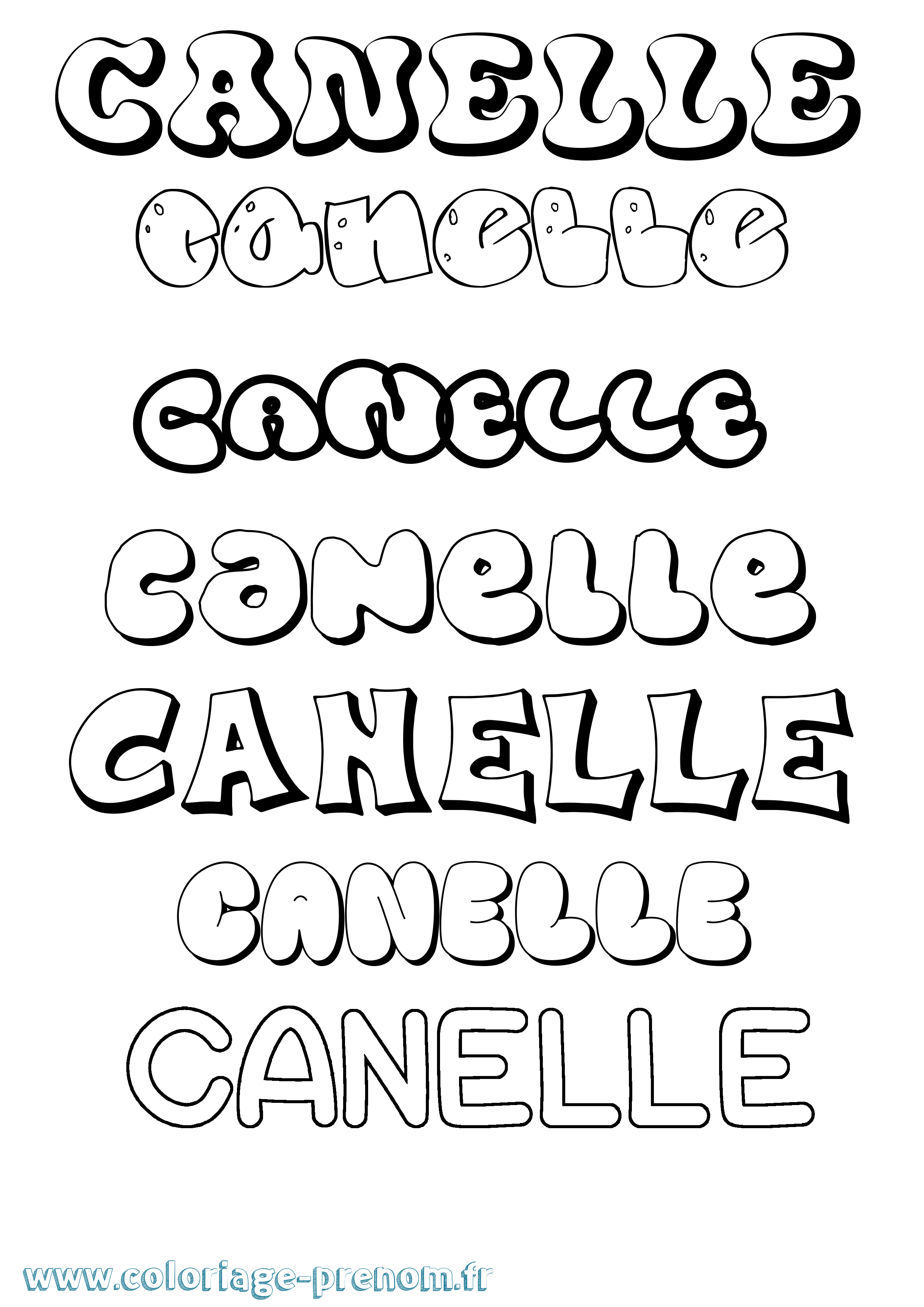 Coloriage prénom Canelle Bubble