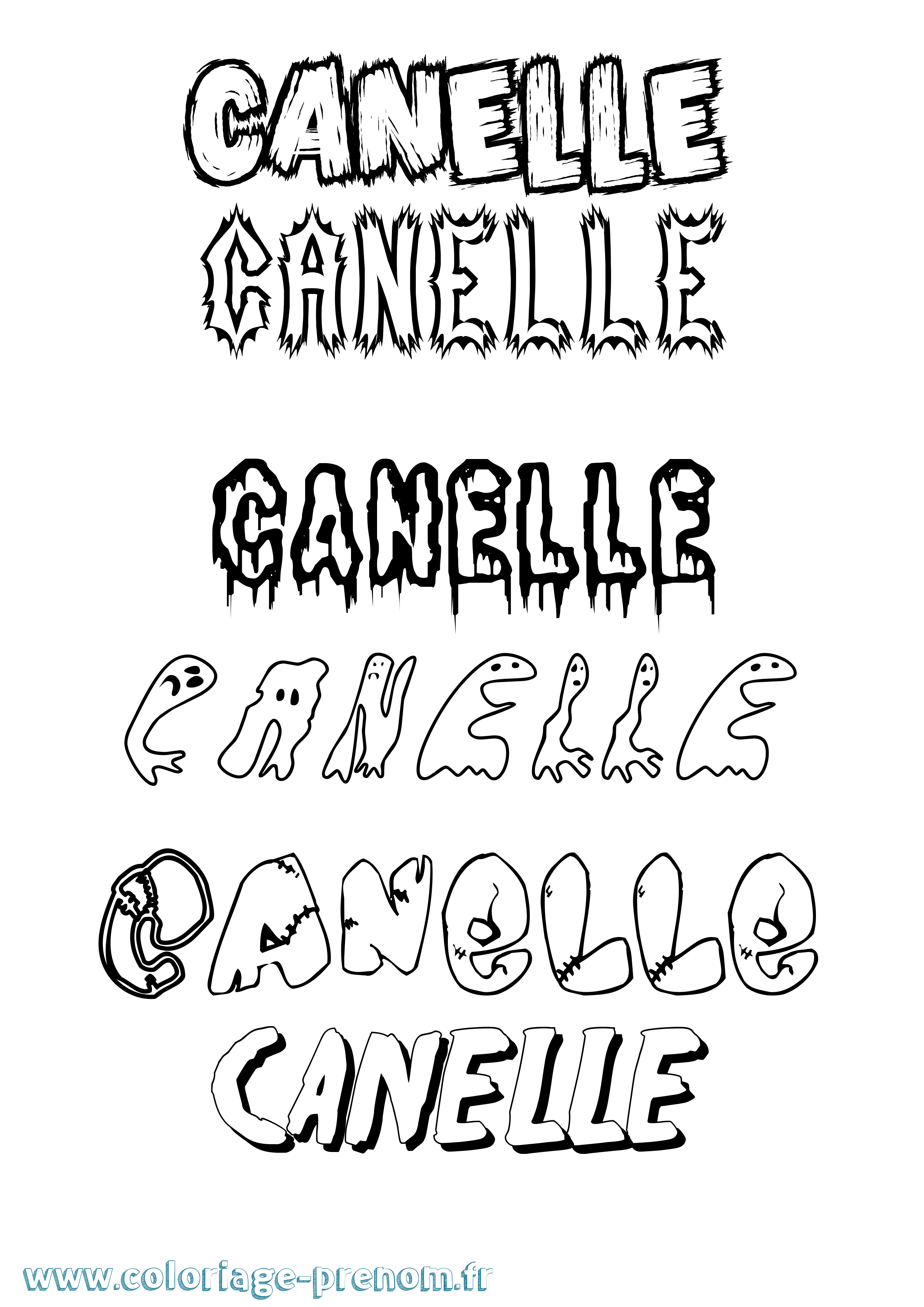 Coloriage prénom Canelle Frisson